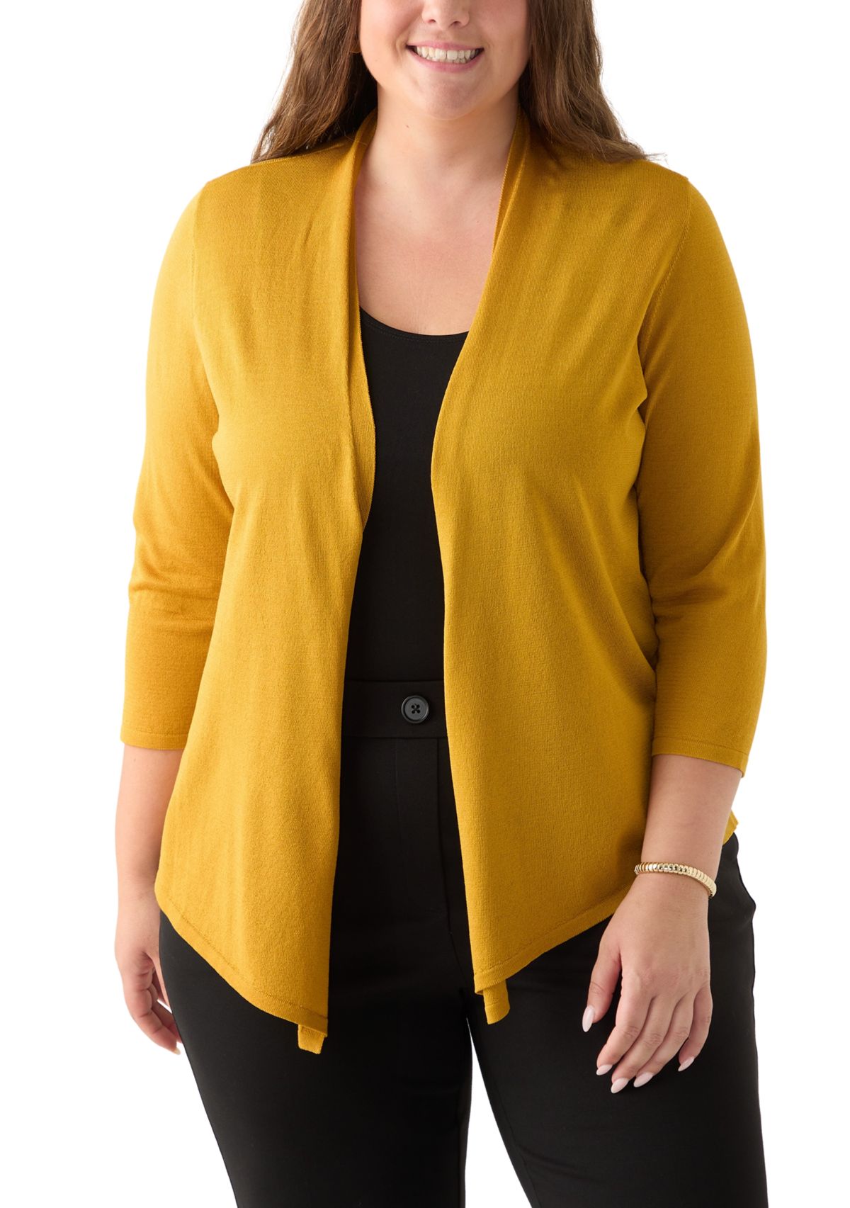Plus Size Self Edge A-Line Cardigan