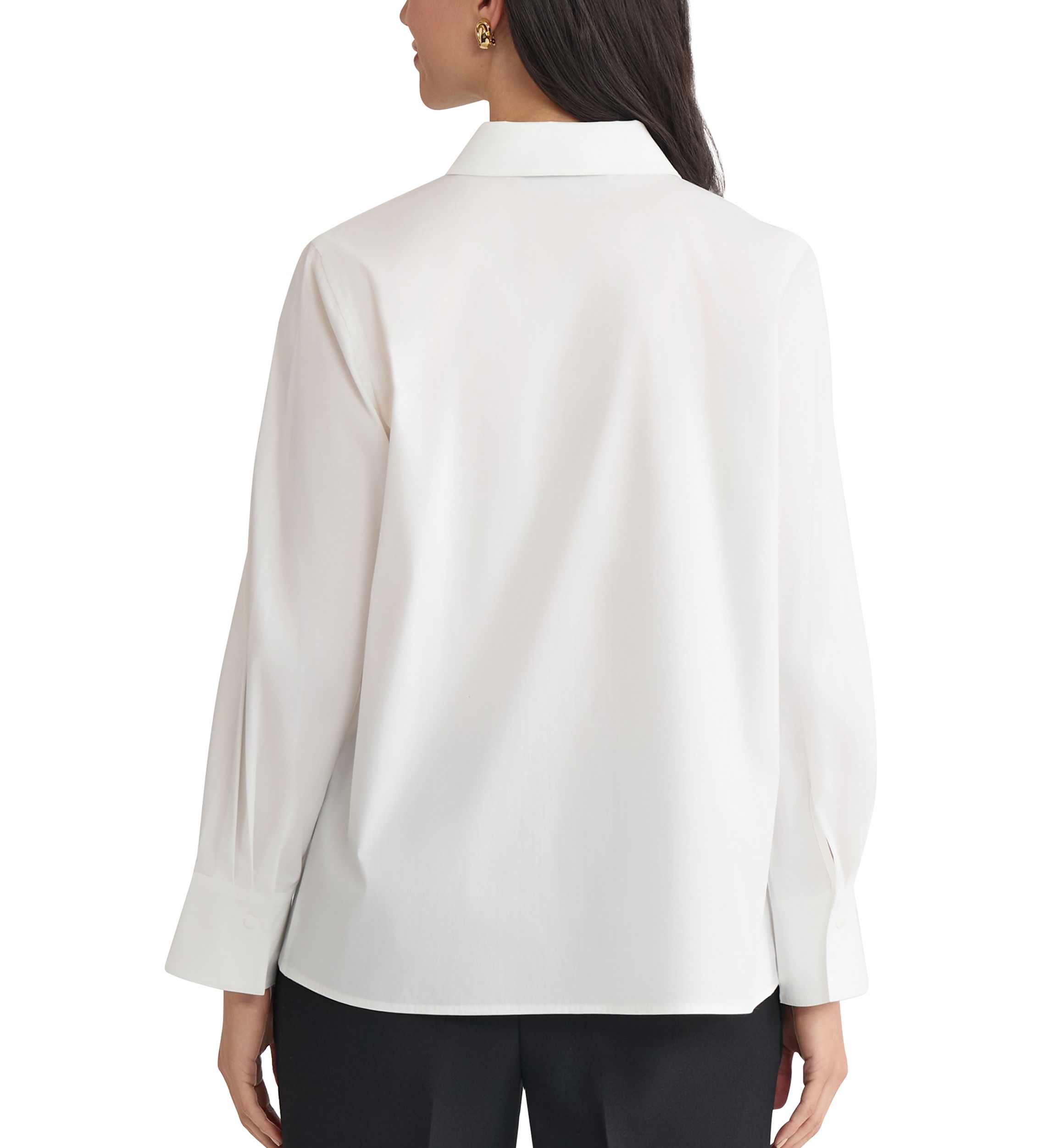 Womens Long Sleeve Poplin Button Down Shirt