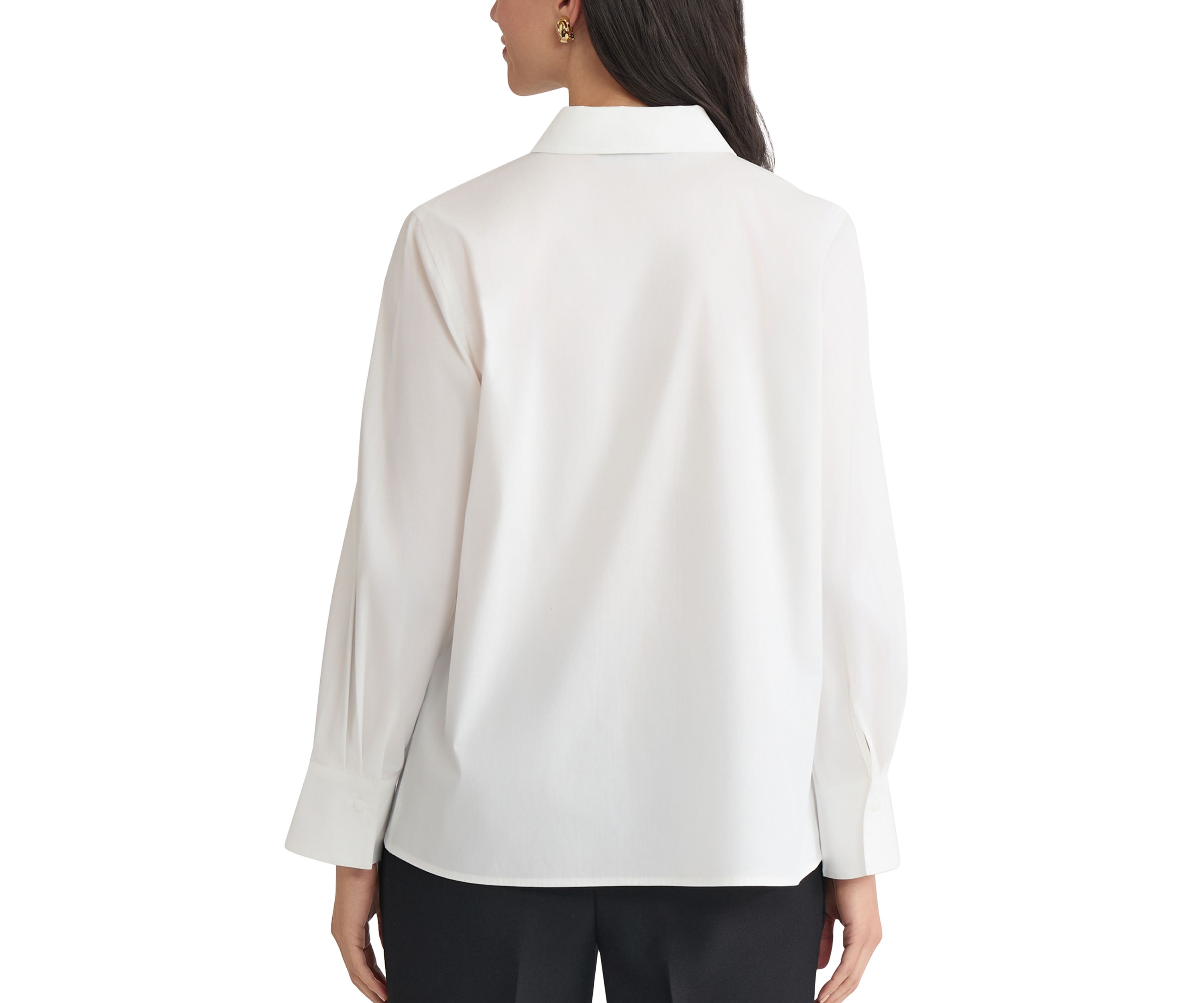 Womens Long Sleeve Poplin Button Down Shirt