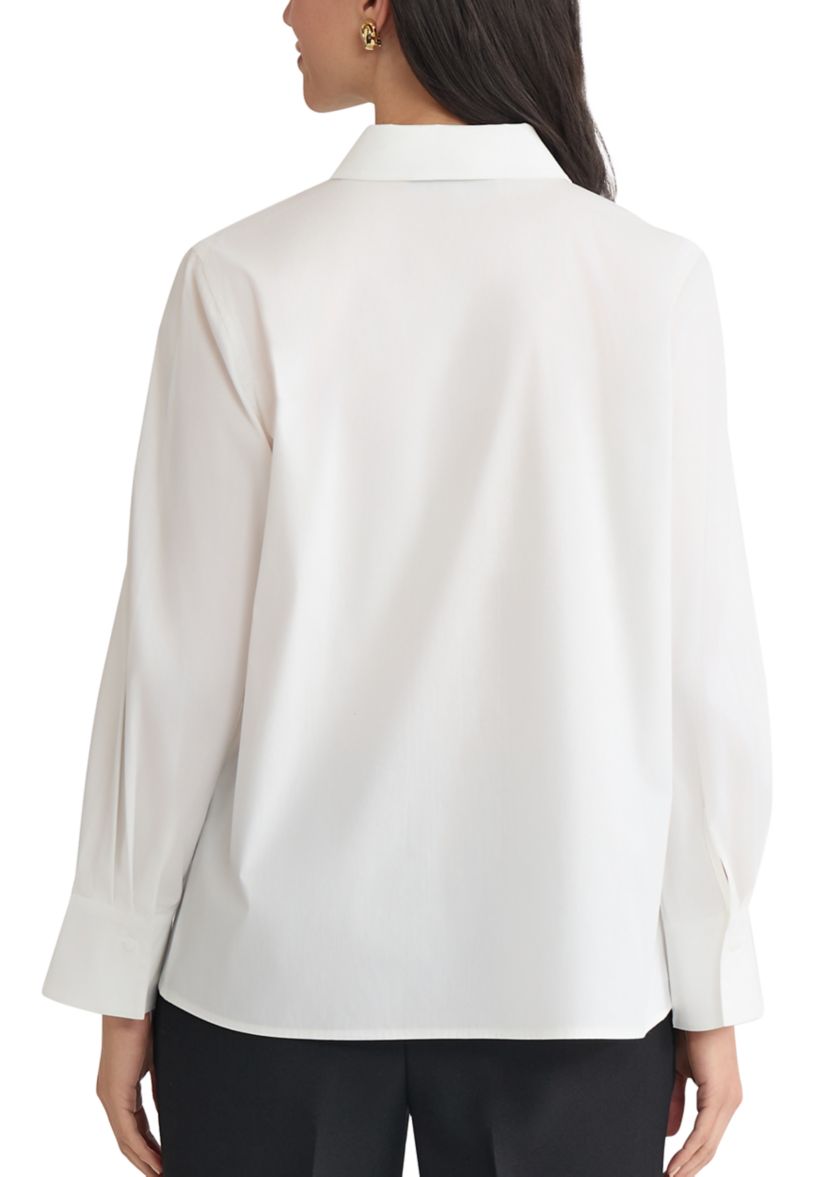 Womens Long Sleeve Poplin Button Down Shirt