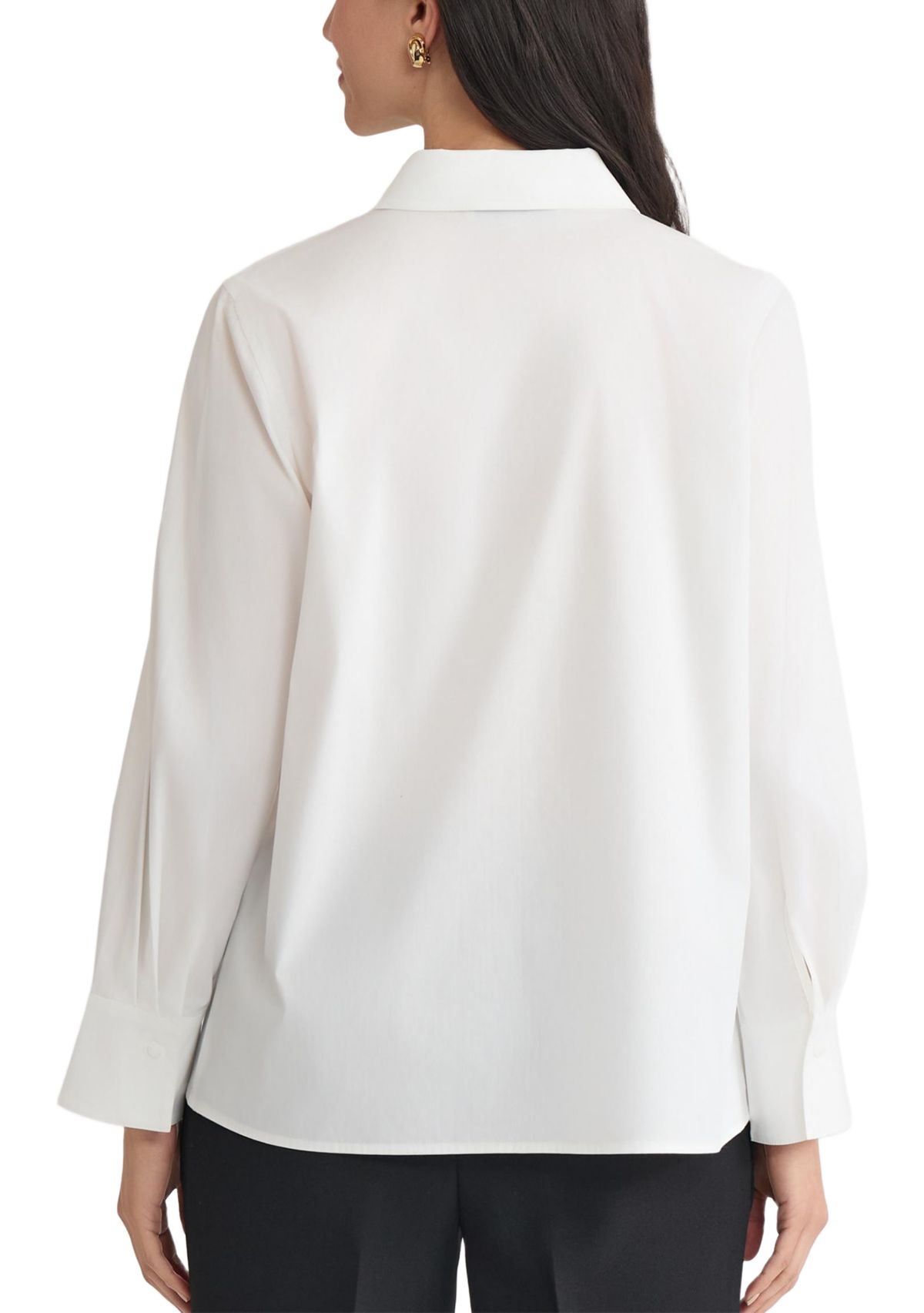 Petite Poplin Button Front Long Sleeve Shirt 