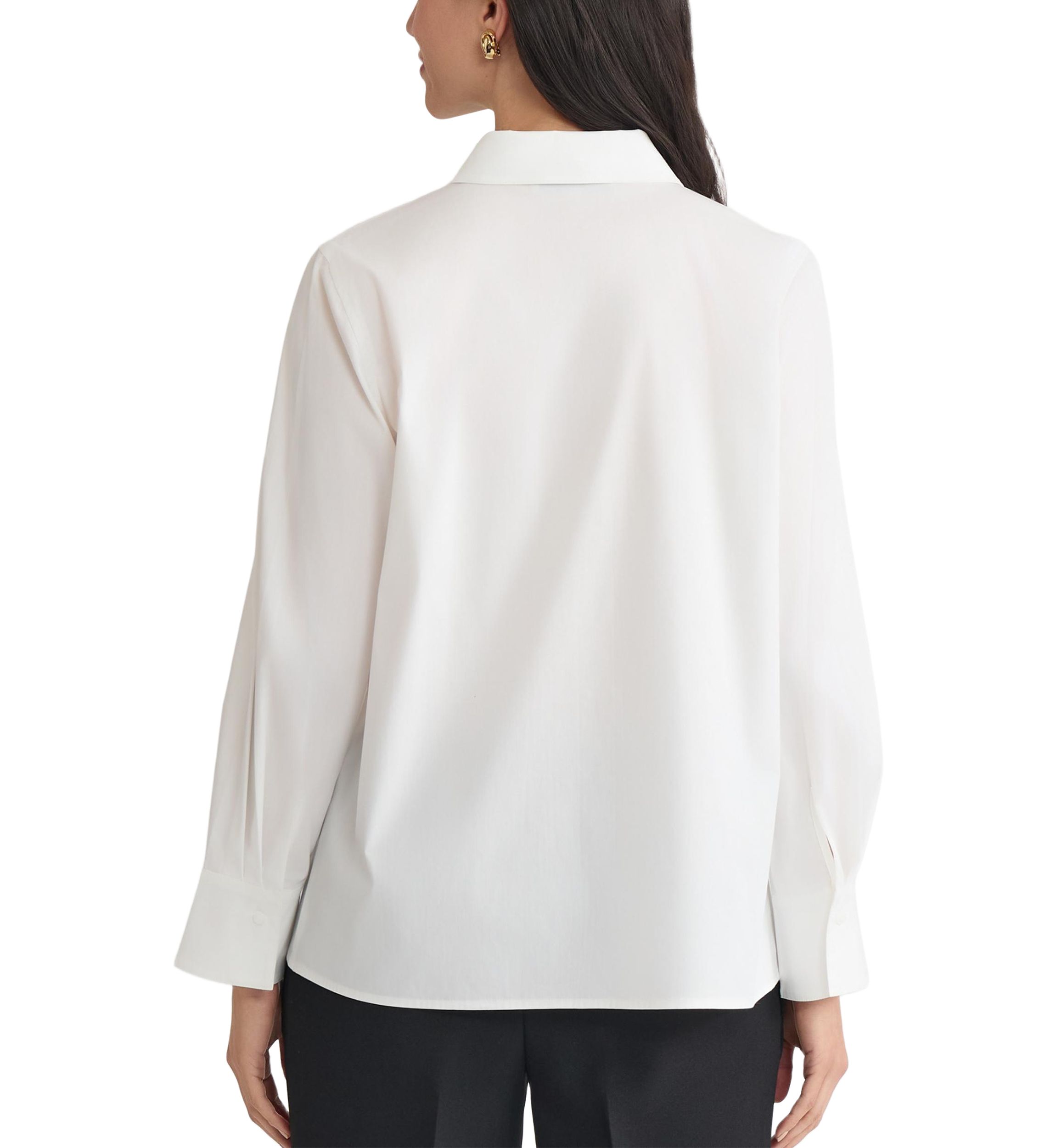 Petite Poplin Button Front Long Sleeve Shirt 