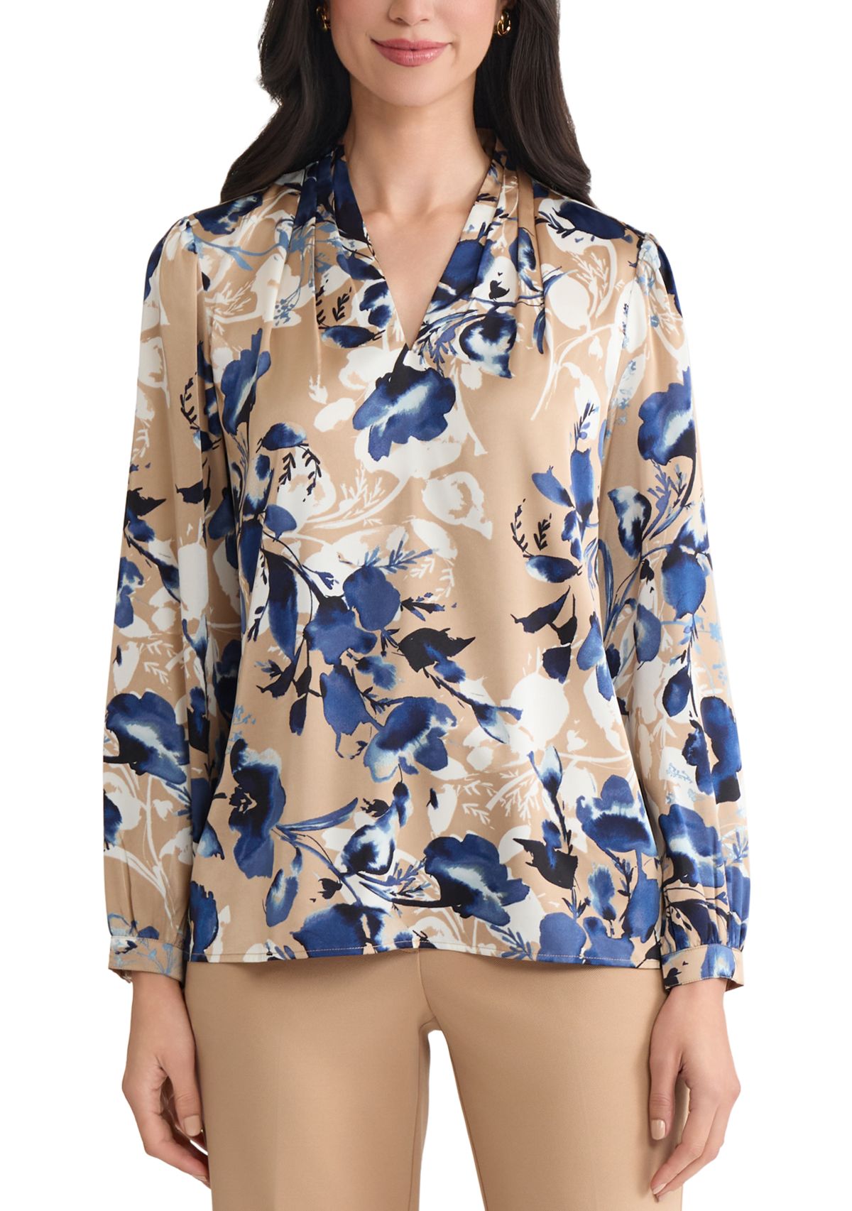 Petite Floral V-Neck Blouse