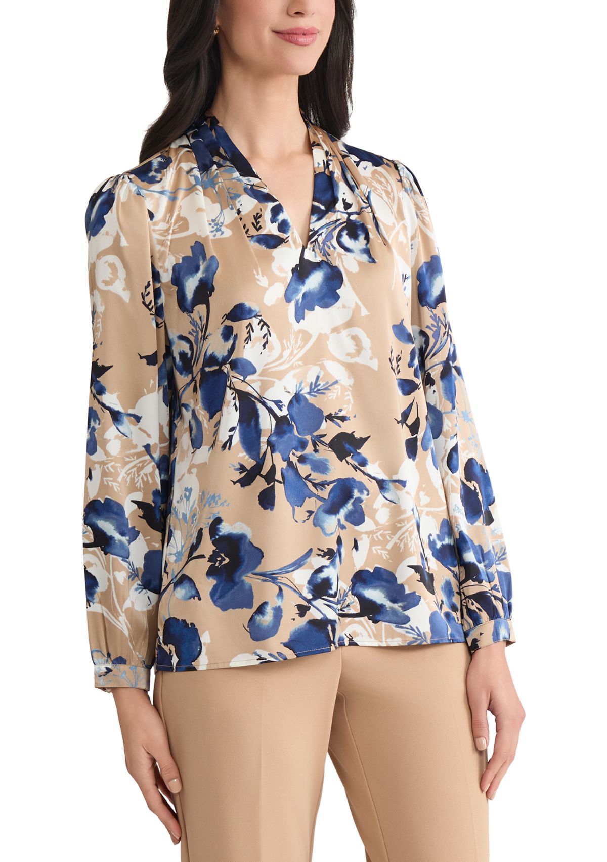 Petite Floral V-Neck Blouse