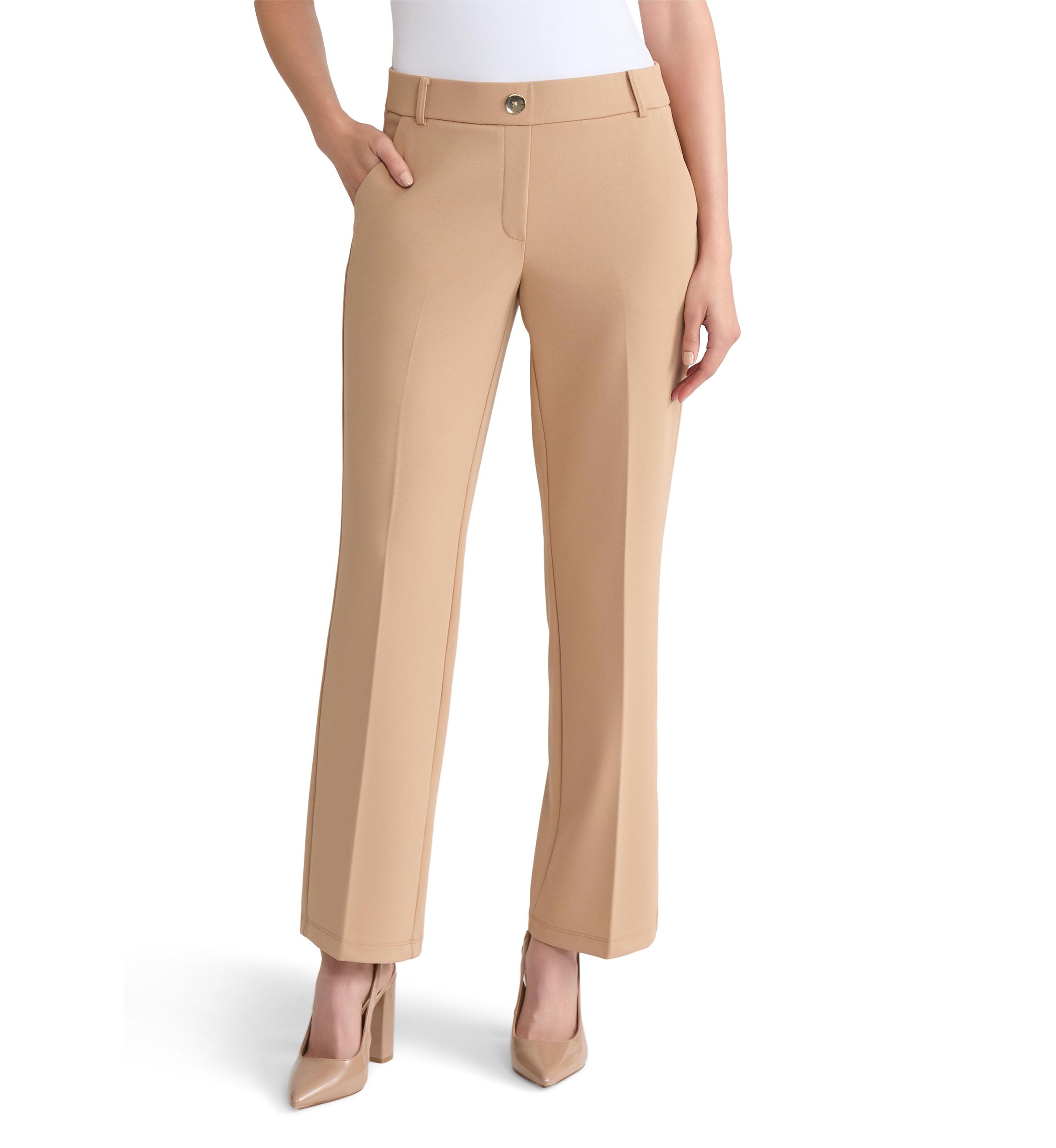 Womens Stretch Twill Pull On Trouser Leg Pants
