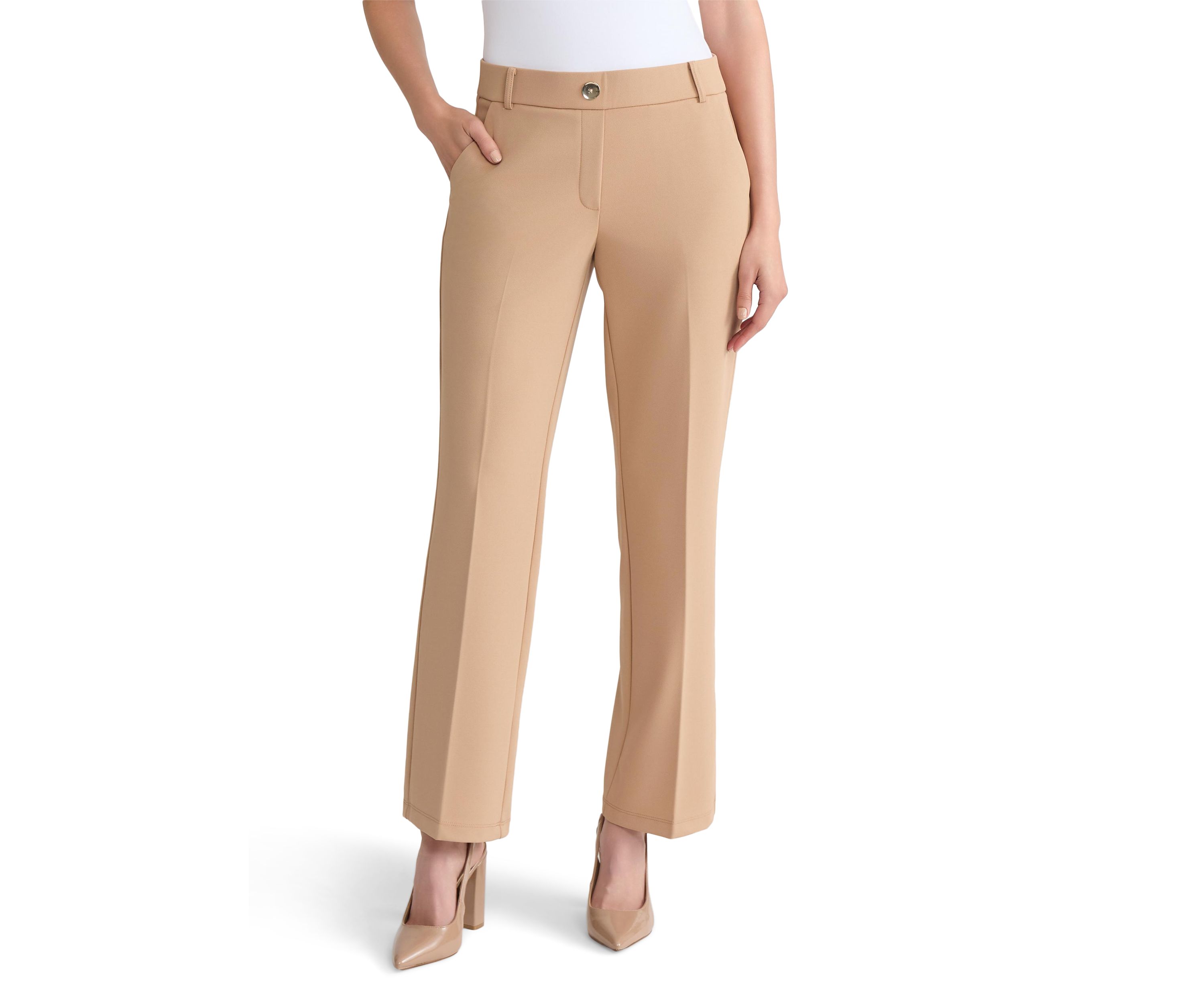 Womens Stretch Twill Pull On Trouser Leg Pants