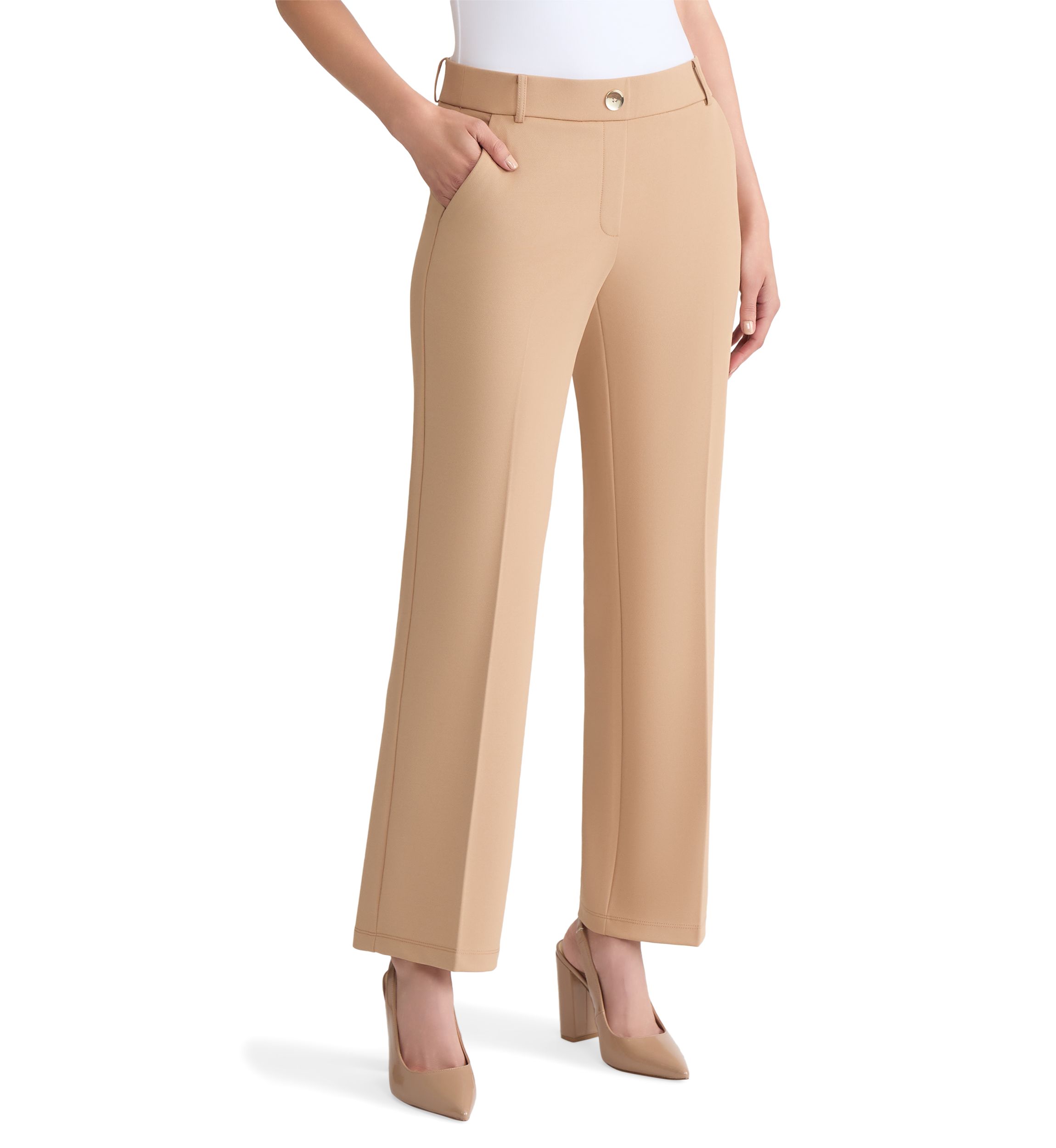 Womens Stretch Twill Pull On Trouser Leg Pants