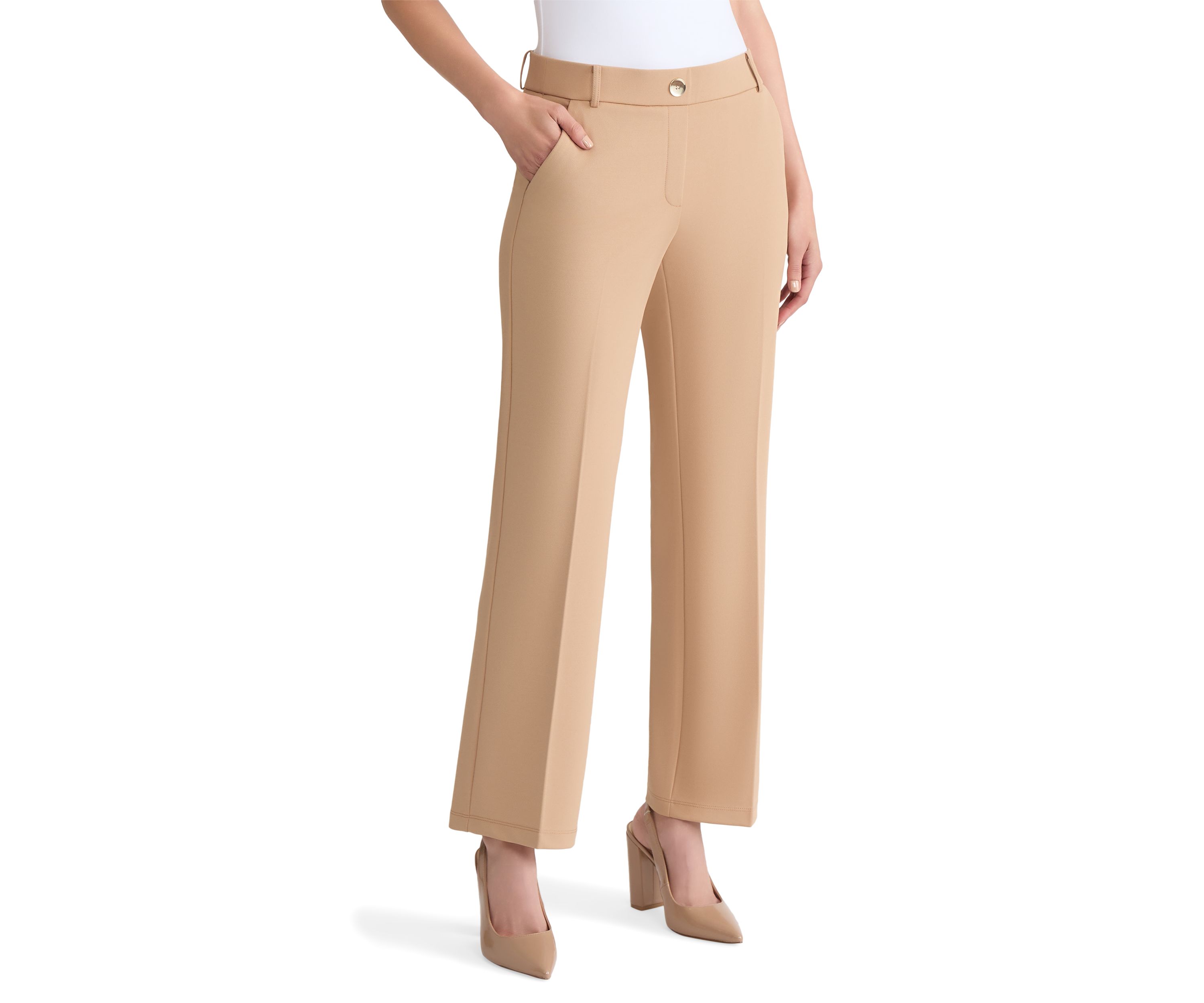 Womens Stretch Twill Pull On Trouser Leg Pants