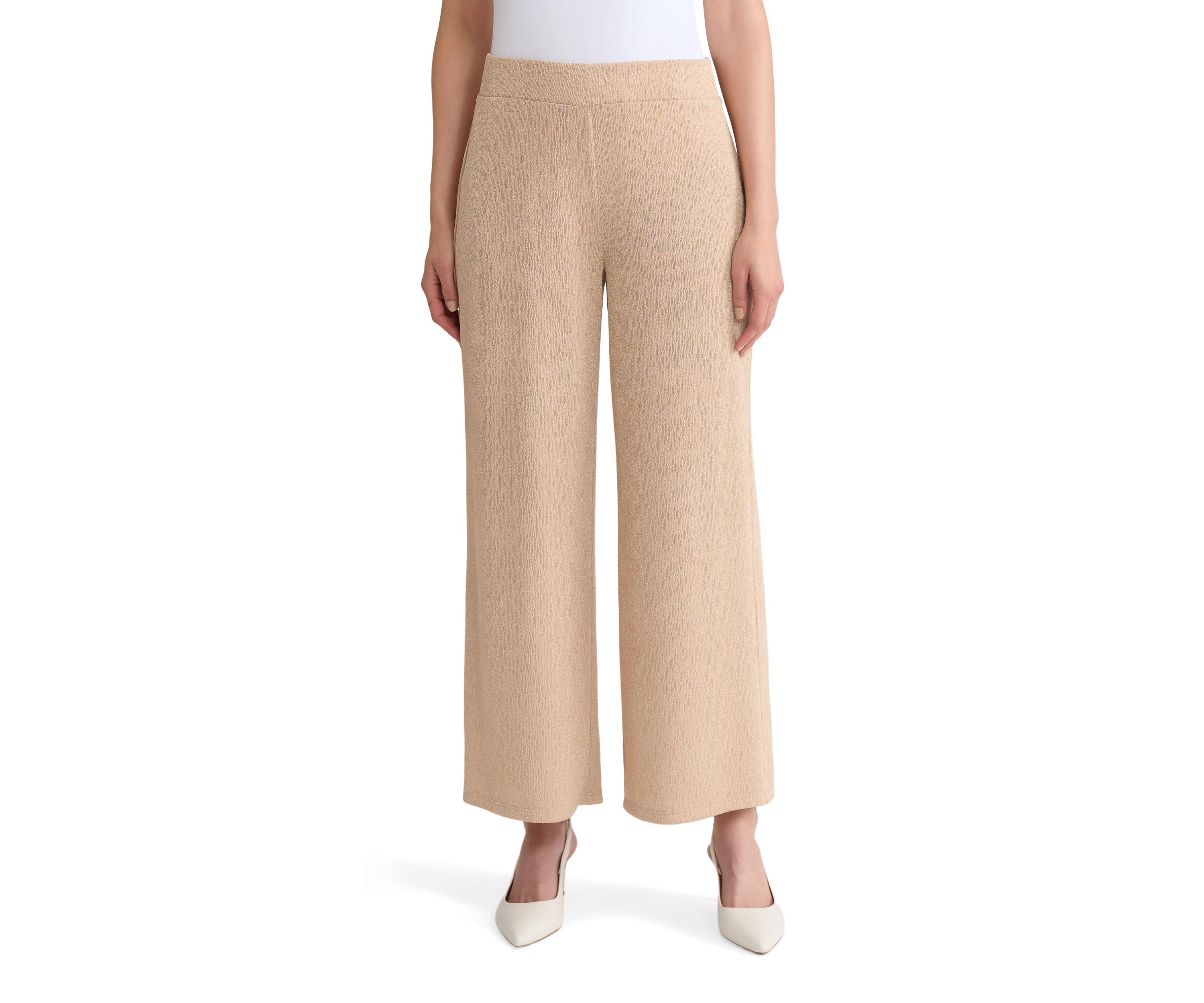 Womens Shimmer Knit Pull On Ankle Pants