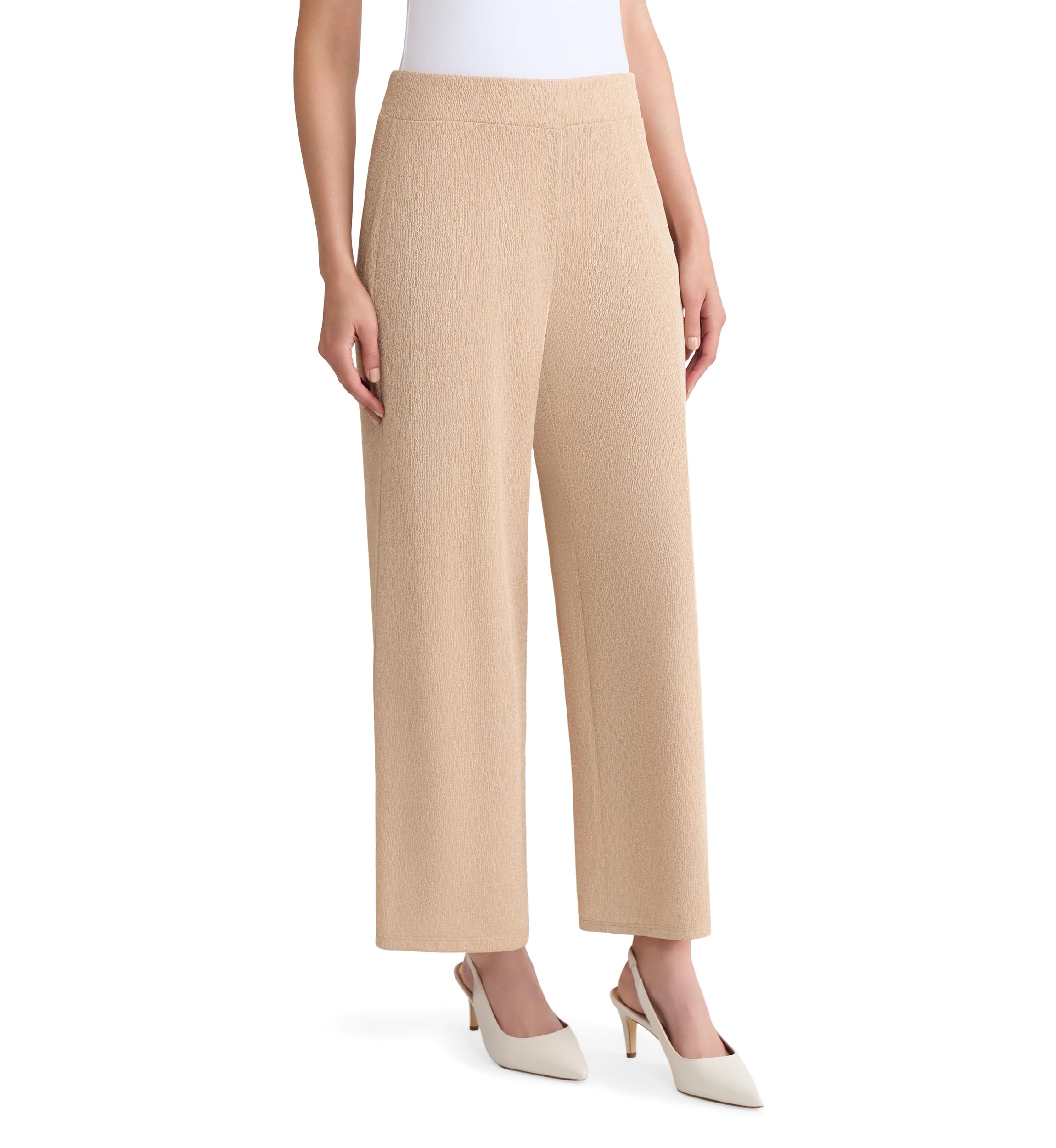Womens Shimmer Knit Pull On Ankle Pants