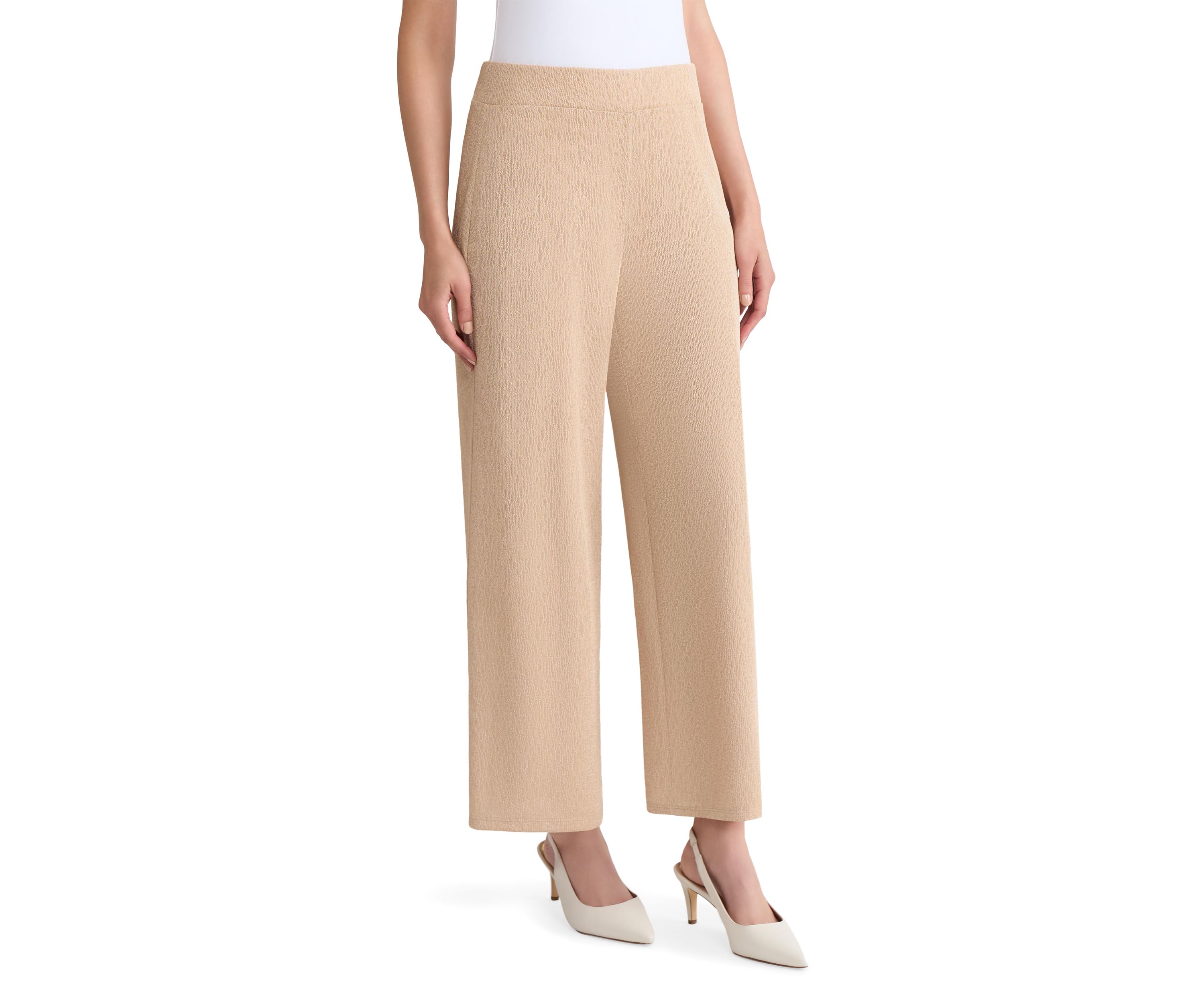 Womens Shimmer Knit Pull On Ankle Pants