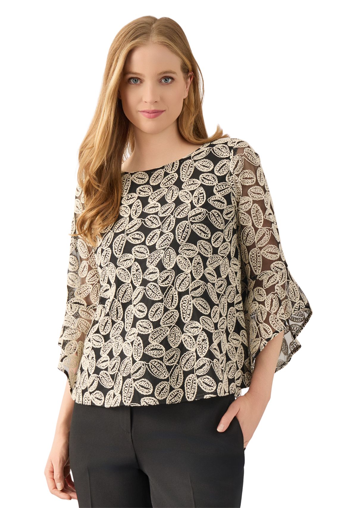 Womens Bell Sleeve Printed Blouse