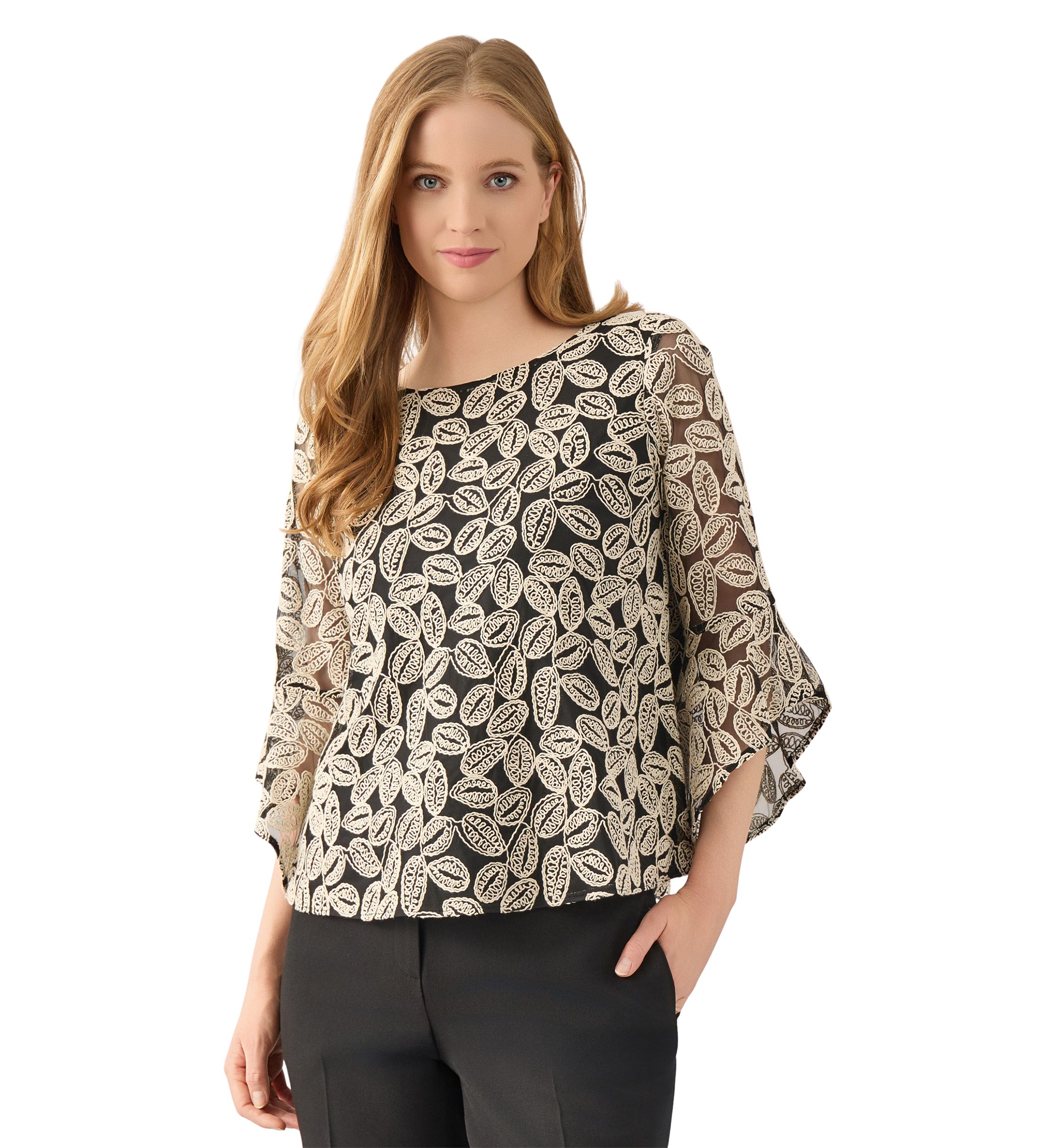 Womens Bell Sleeve Printed Blouse