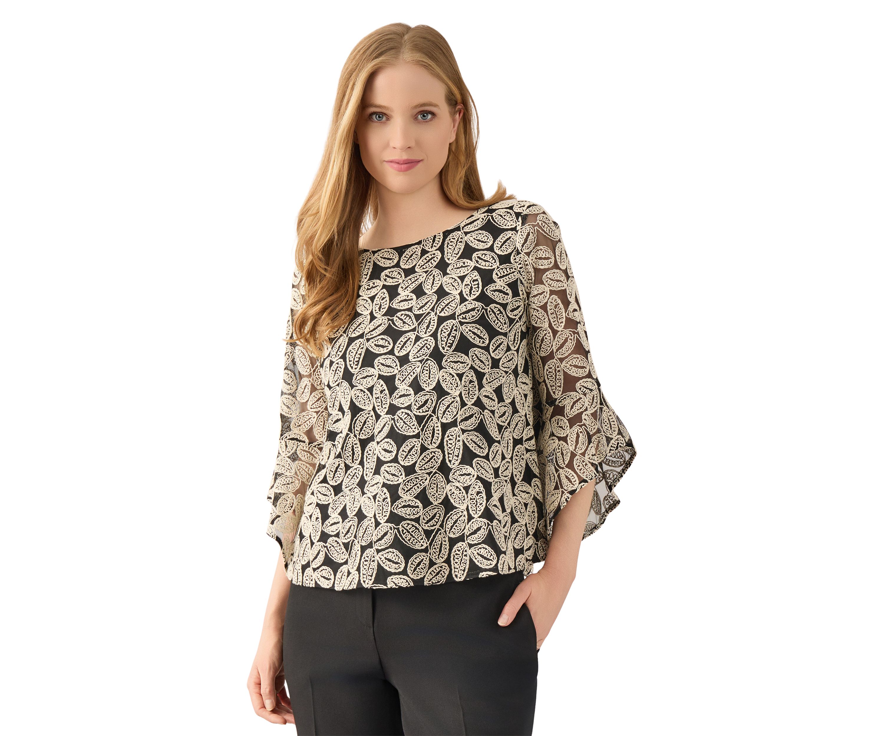 Womens Bell Sleeve Printed Blouse