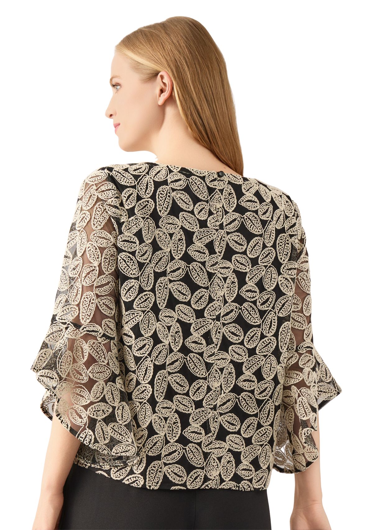 Womens Bell Sleeve Printed Blouse