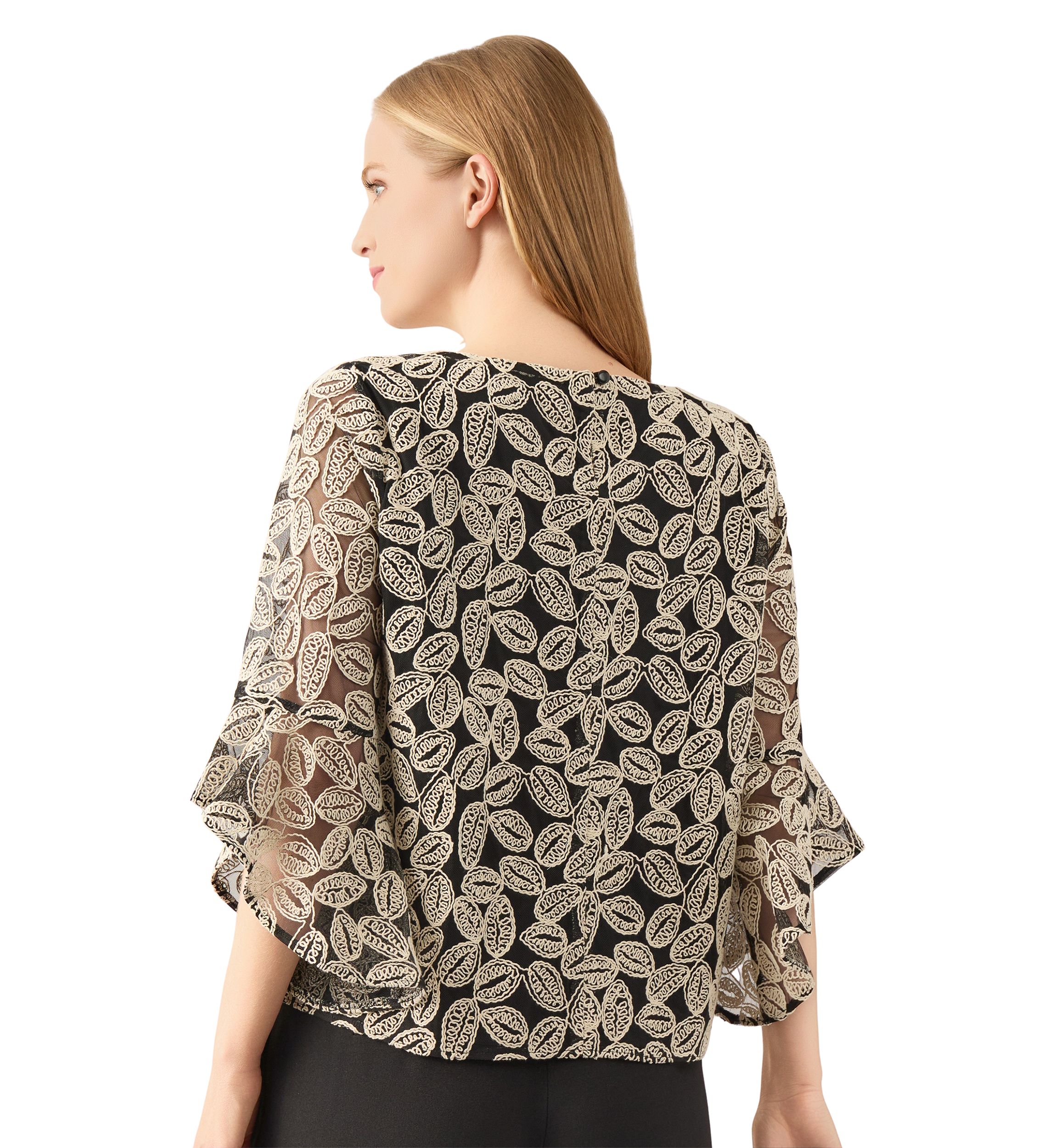 Womens Bell Sleeve Printed Blouse