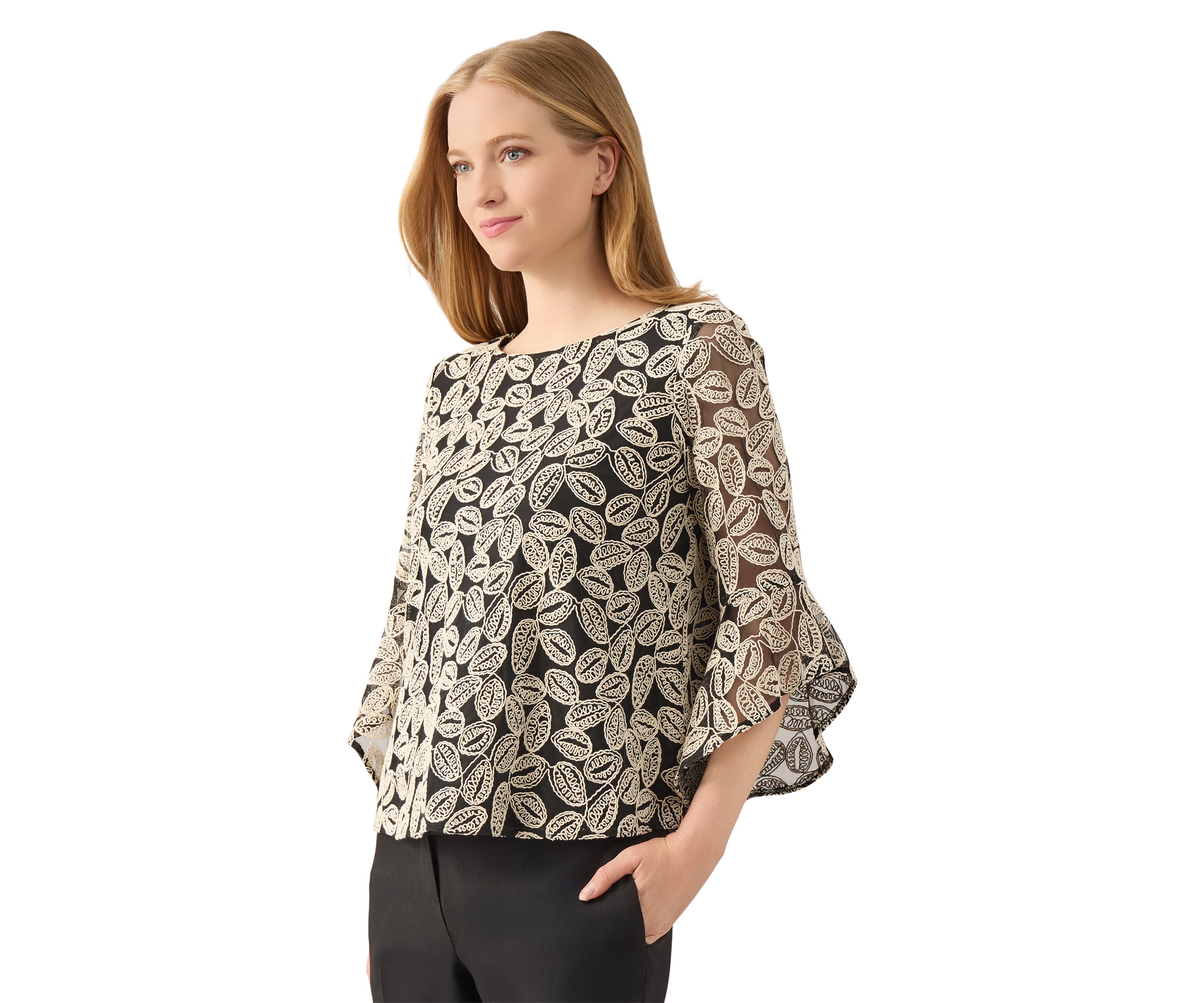 Womens Bell Sleeve Printed Blouse
