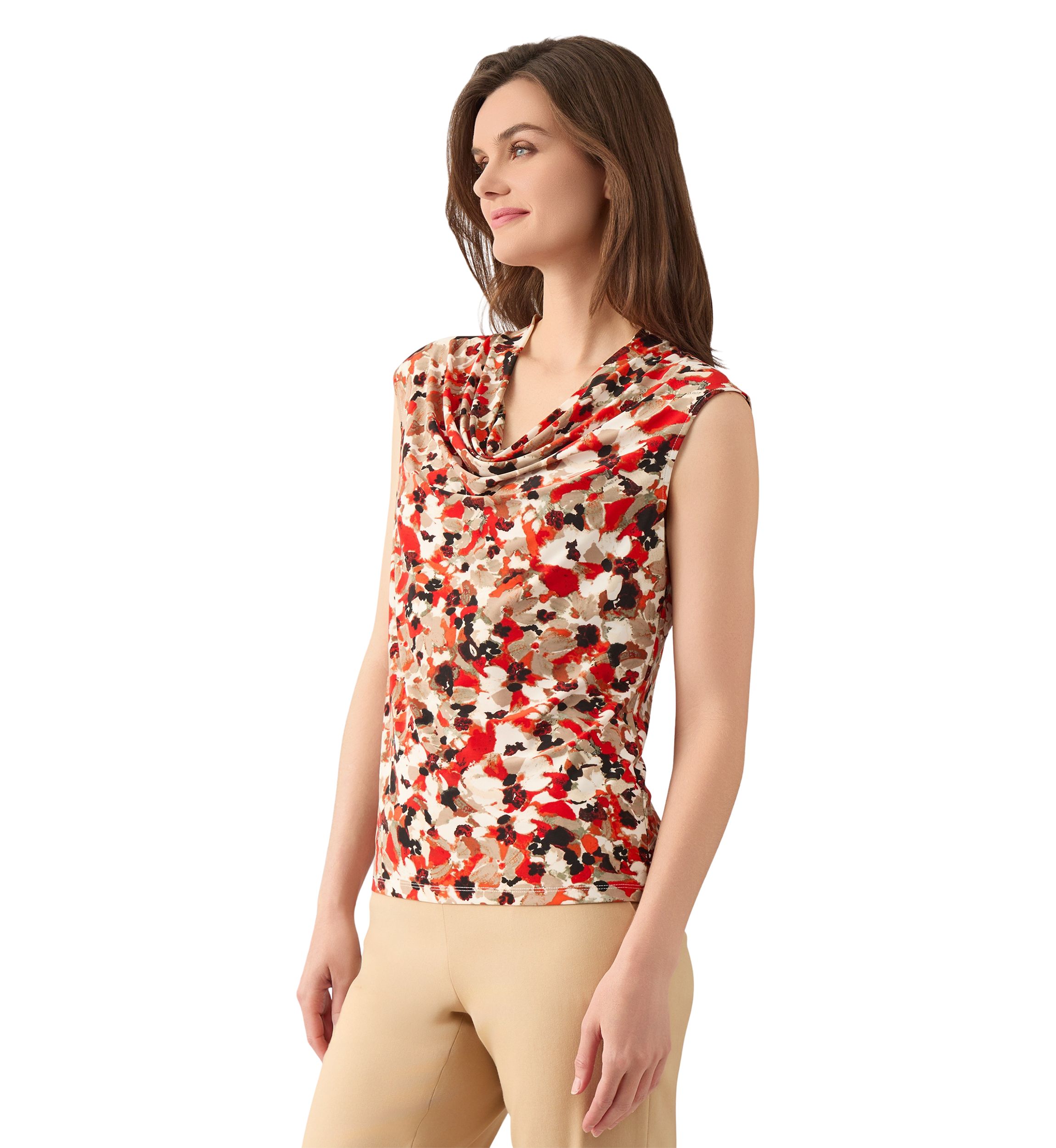 Womens Cap Sleeve Cowl Neck Top 