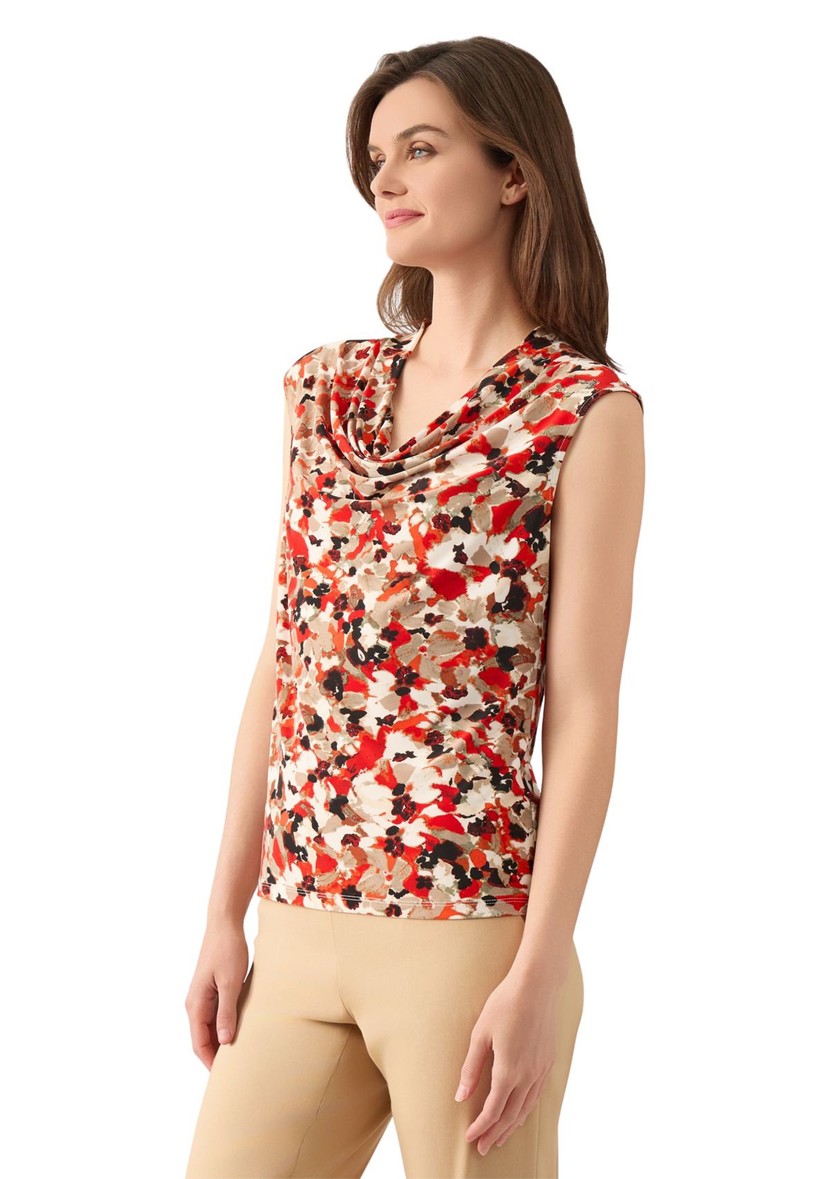 Womens Cap Sleeve Cowl Neck Top 