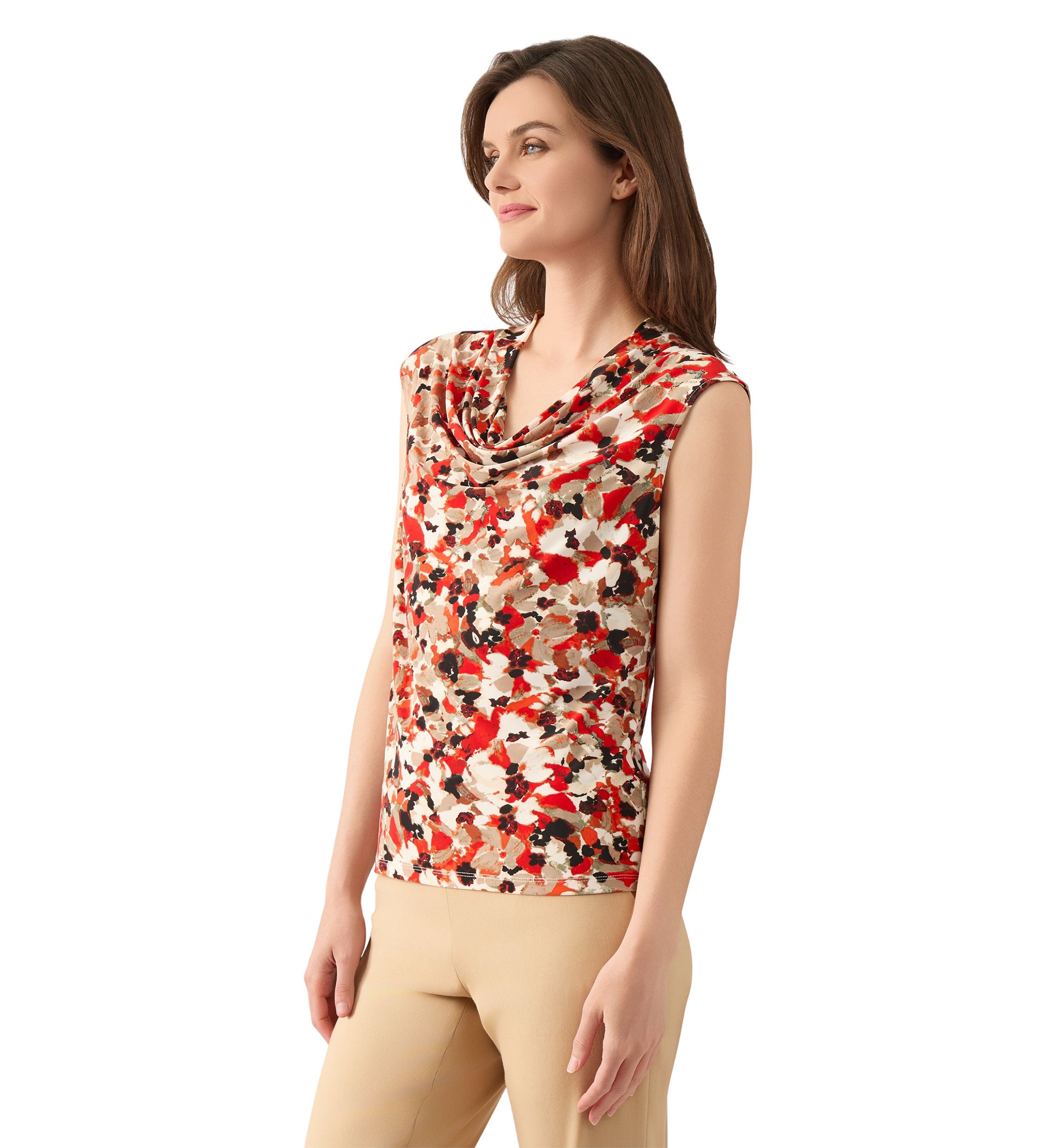 Womens Cap Sleeve Cowl Neck Top 