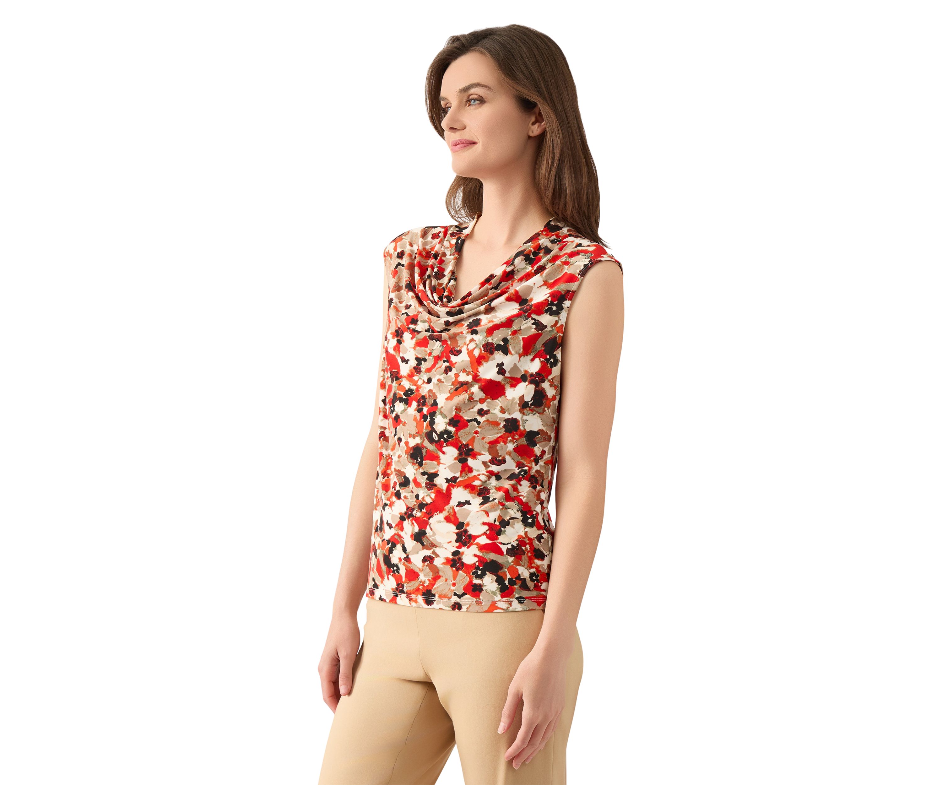 Womens Cap Sleeve Cowl Neck Top 