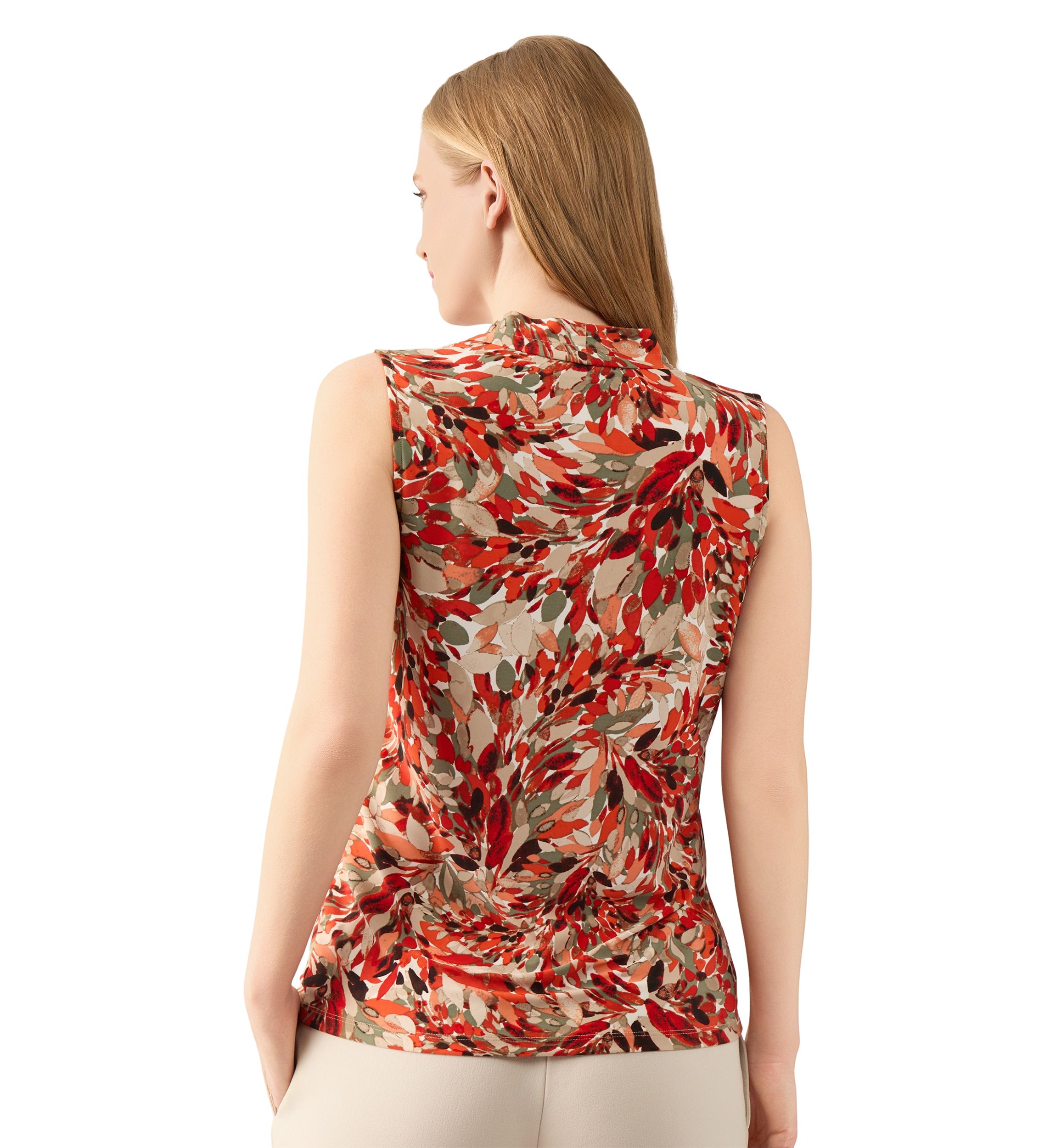 Womens Sleeveless Pleat Neck Placket Front Top 