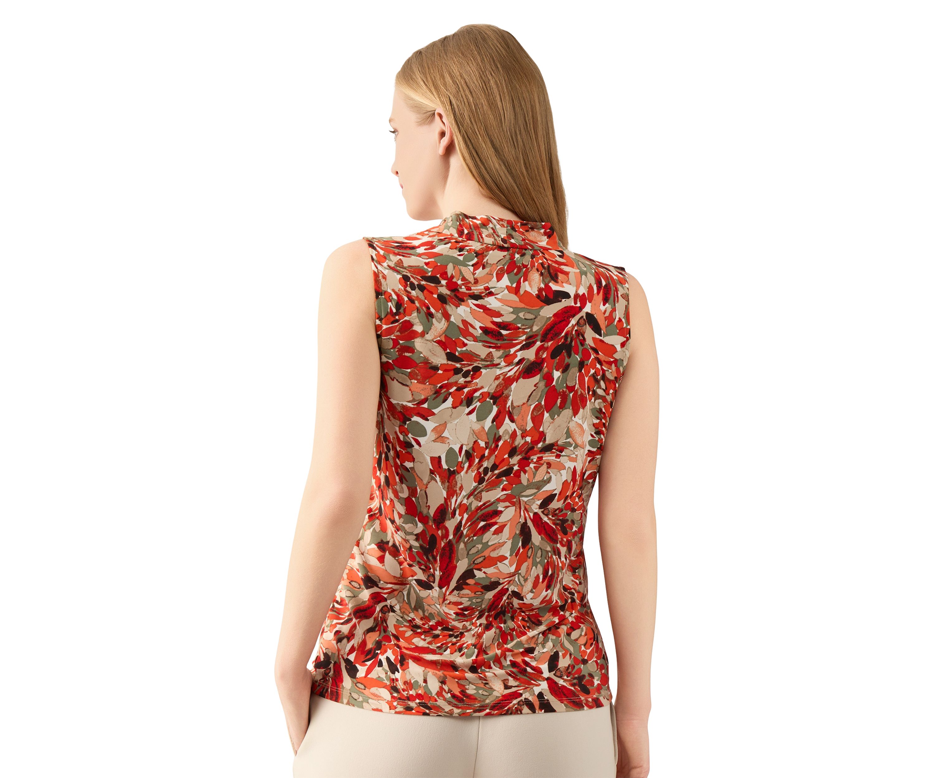Womens Sleeveless Pleat Neck Placket Front Top 