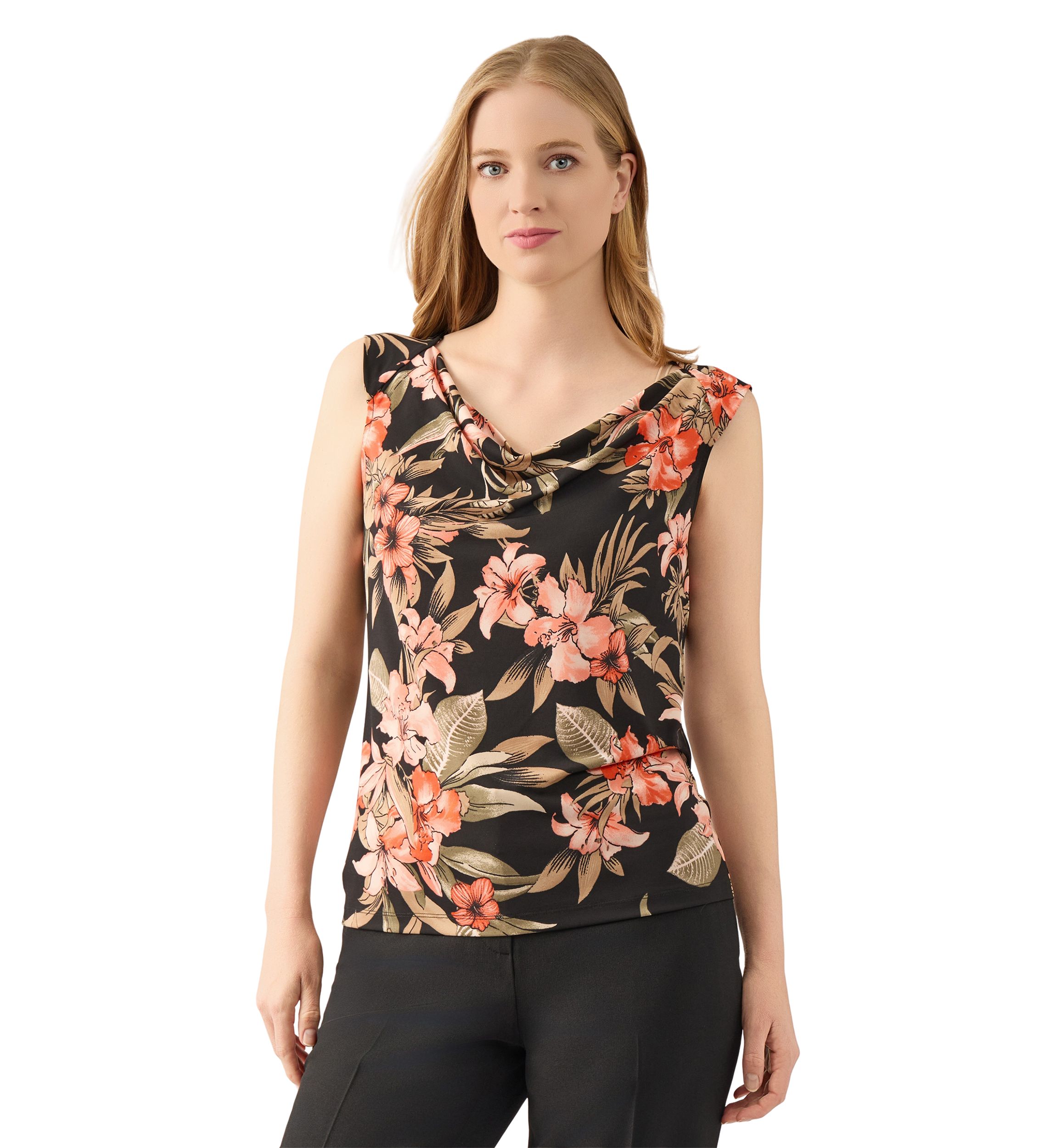 Womens Cowl Neck Printed Top 