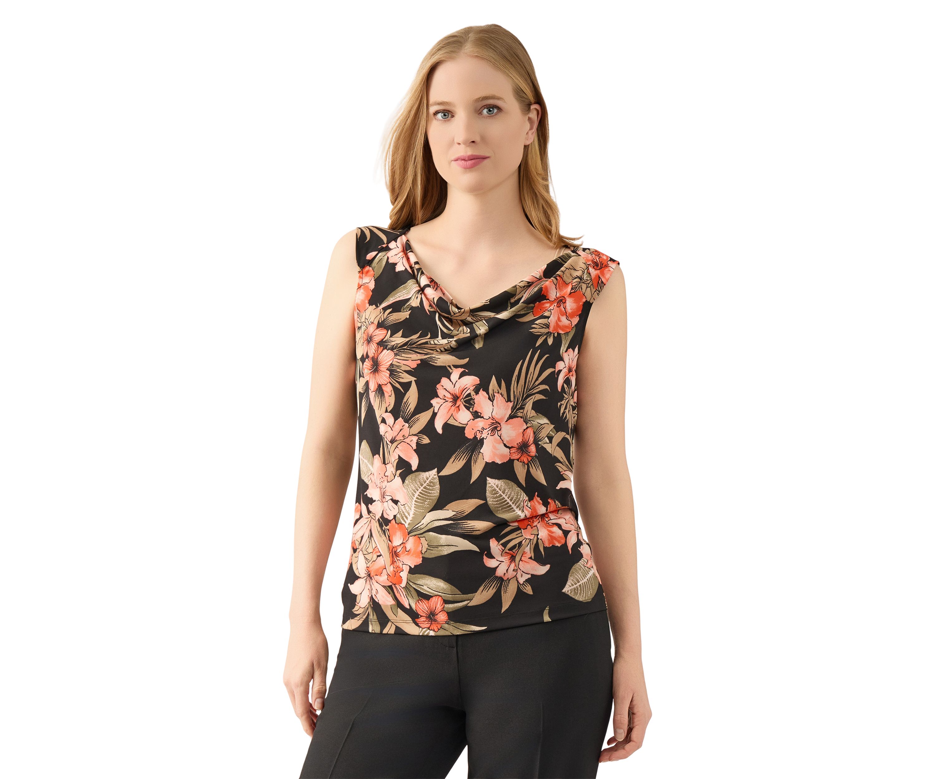 Womens Cowl Neck Printed Top 