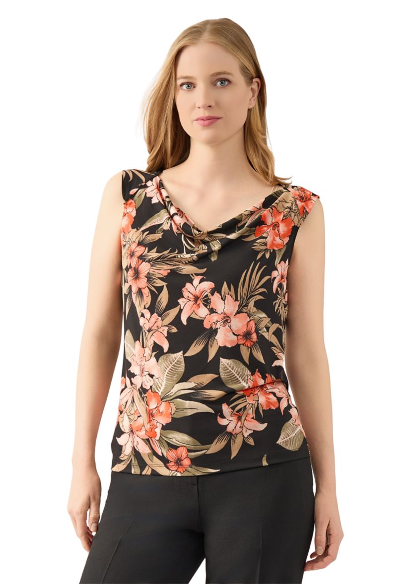 Womens Cowl Neck Printed Top 