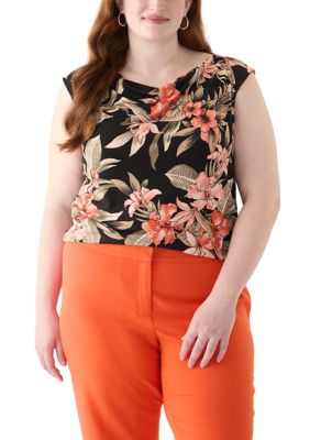 Kasper Women's Plus Size Mixed Media Top