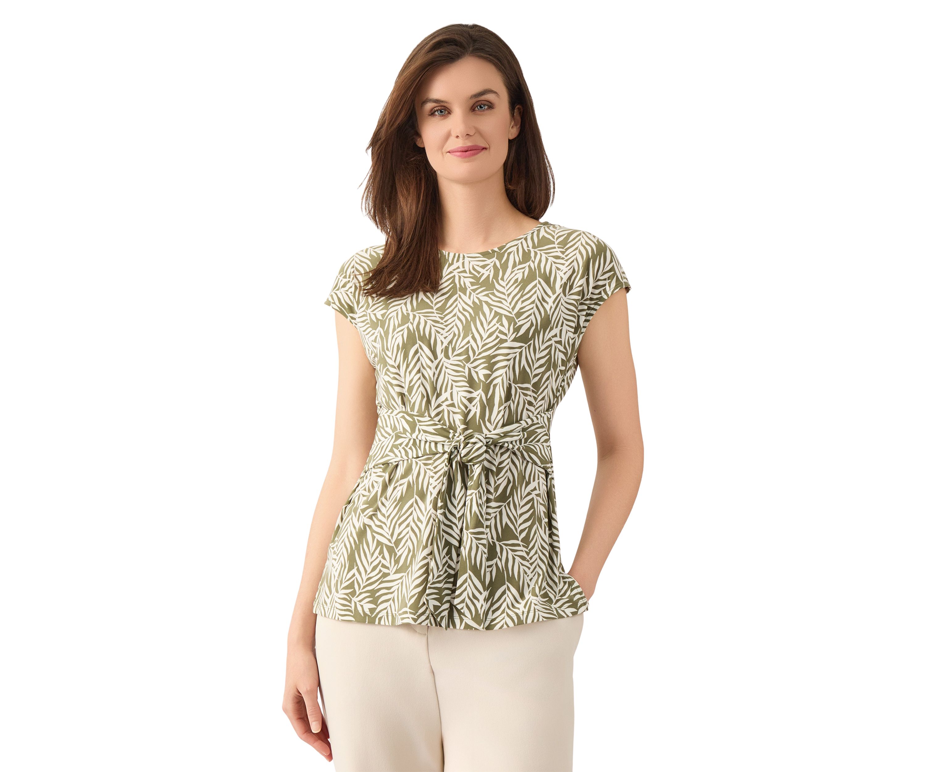 Womens Extended Shoulder Tie Front Top 