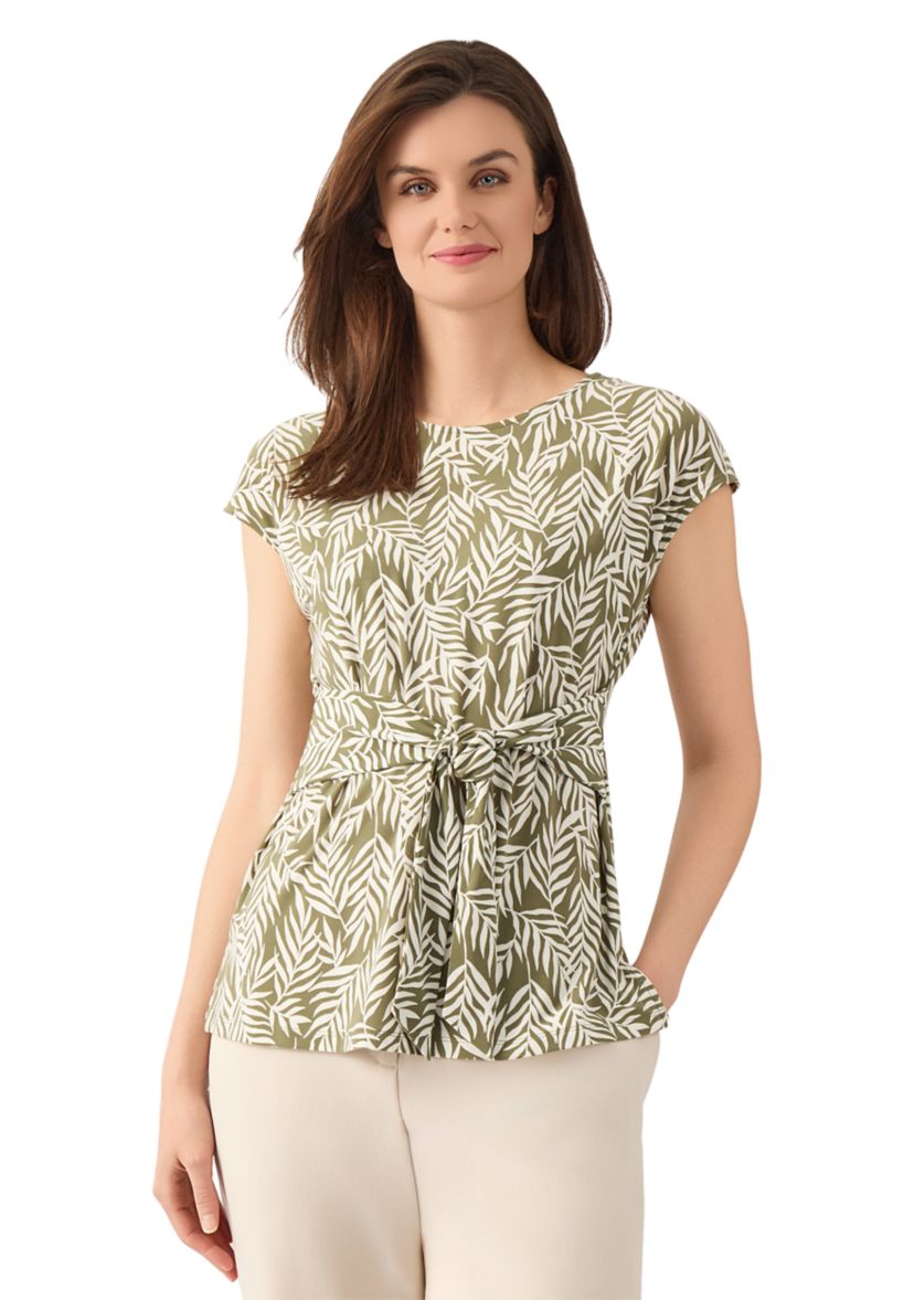 Womens Extended Shoulder Tie Front Top 
