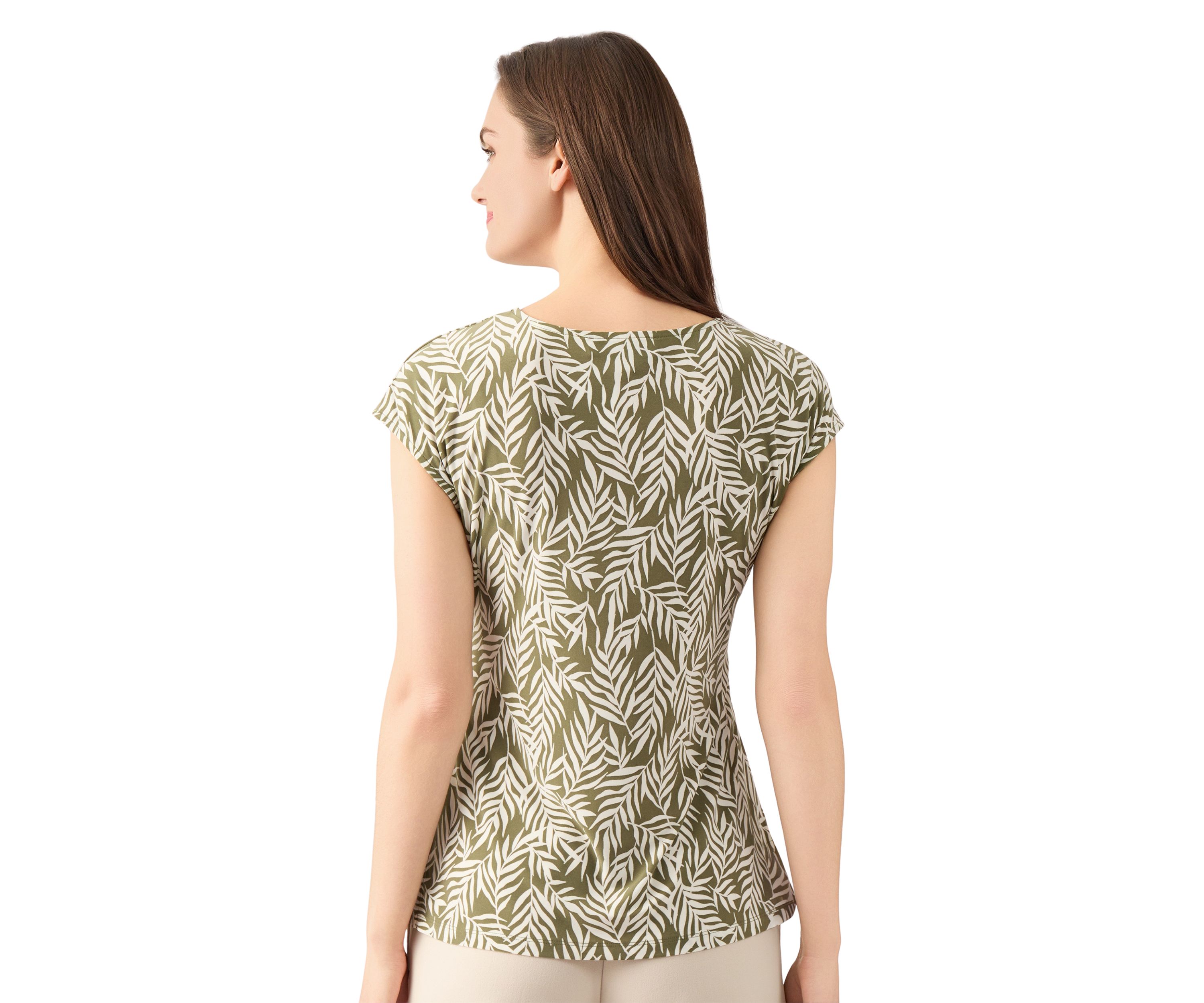 Womens Extended Shoulder Tie Front Top 