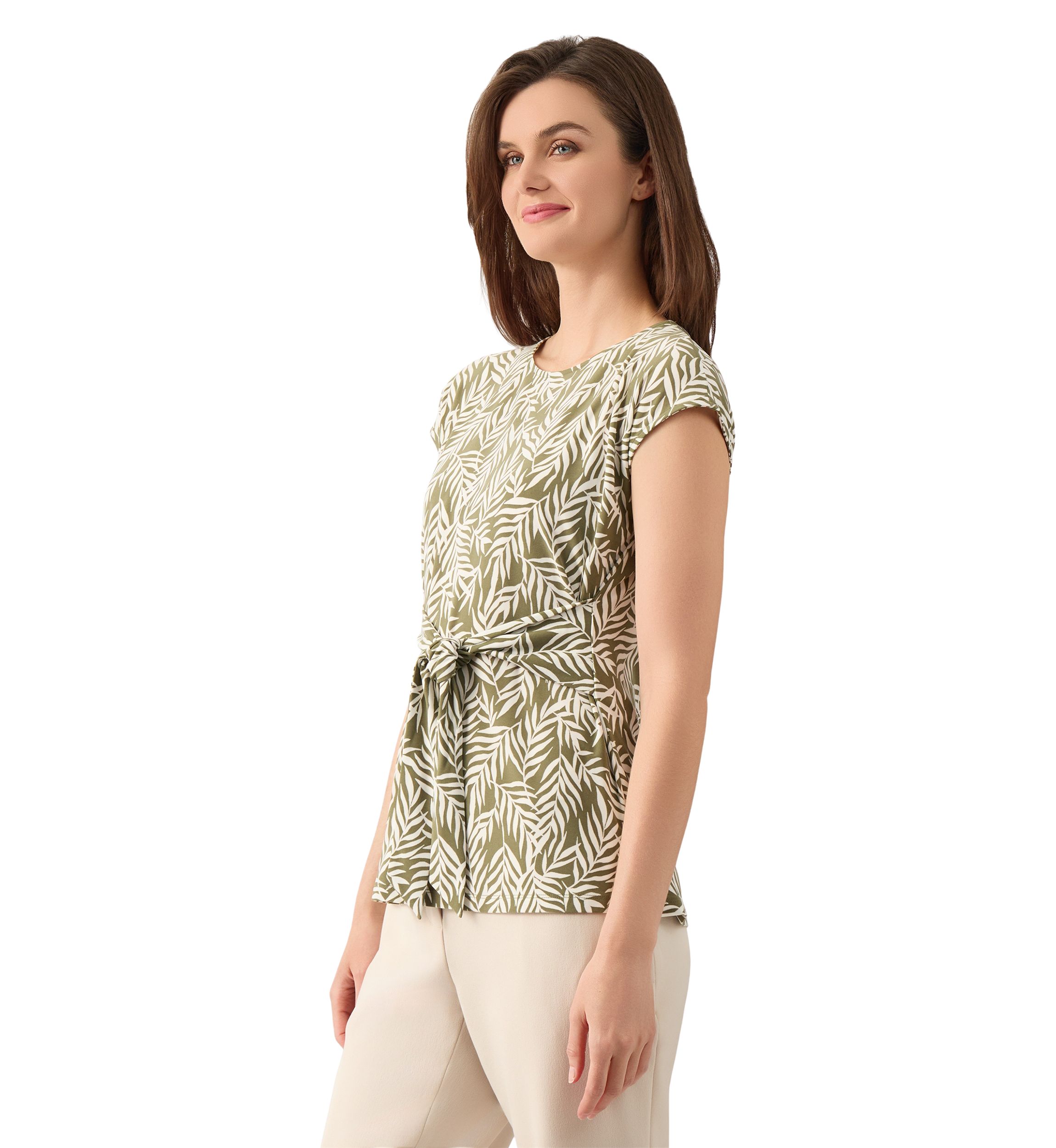 Womens Extended Shoulder Tie Front Top 