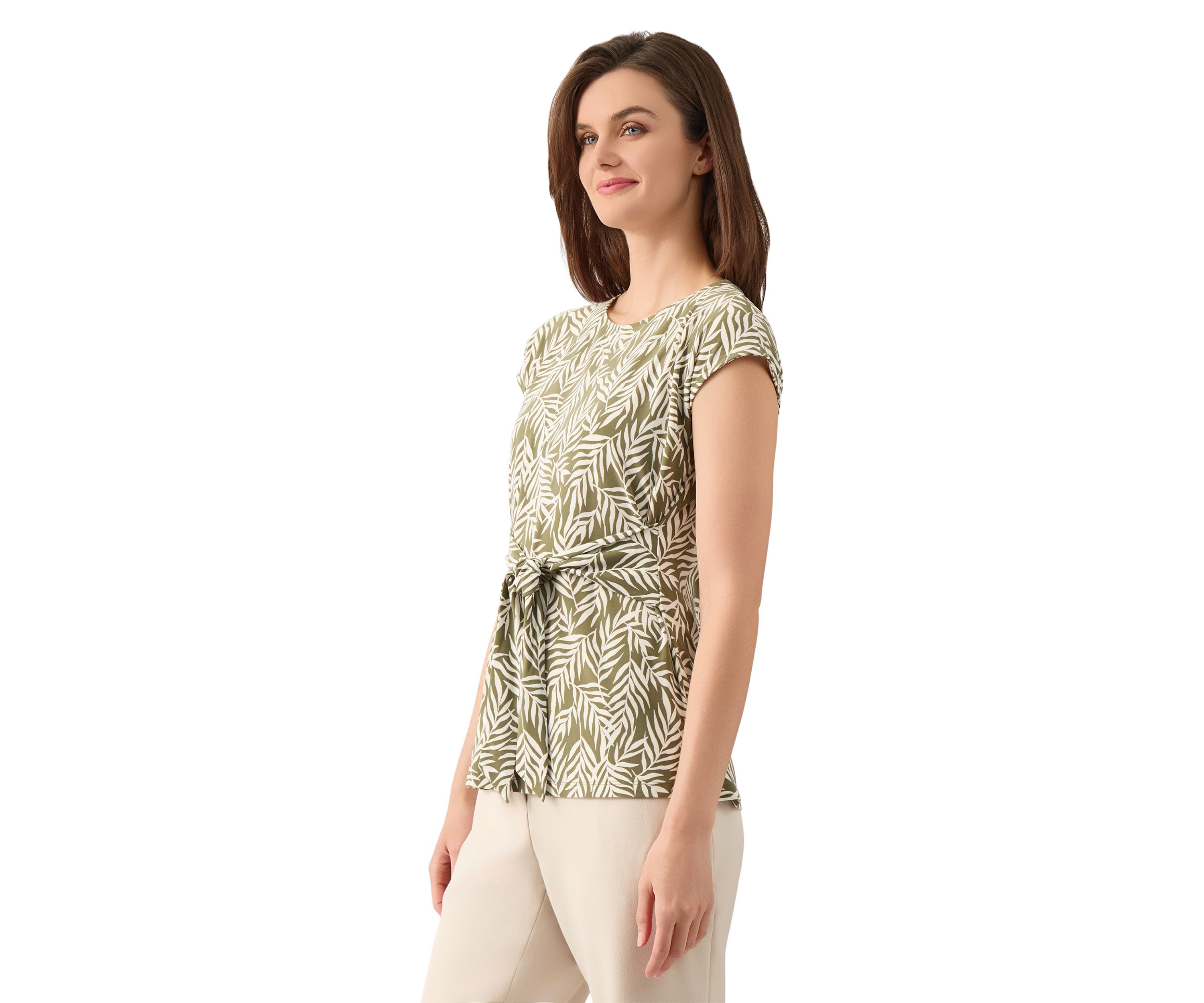 Womens Extended Shoulder Tie Front Top 