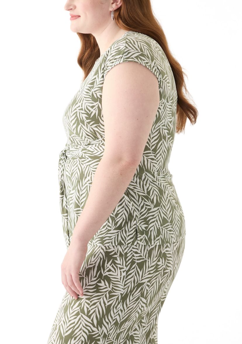 Plus Size Extended Shoulder Printed Top 