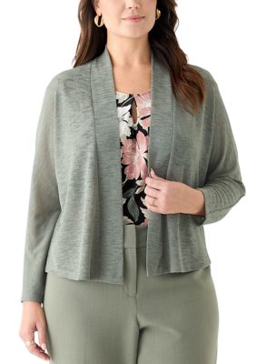 Kasper Women's Plus Size Onion Skin Dolman Sleeve Cardigan