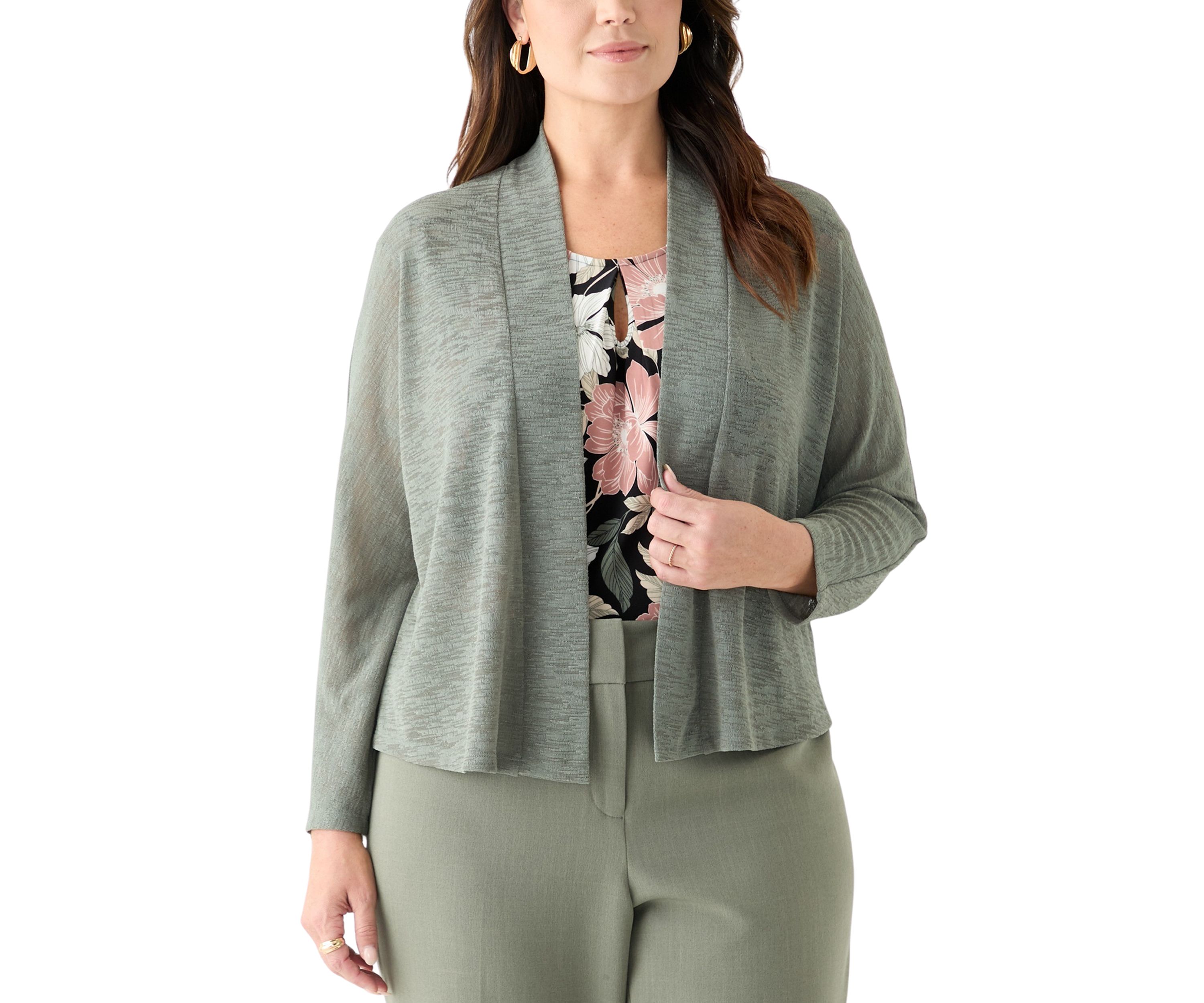 Plus Size Onion Skin Dolman Sleeve Cardigan 