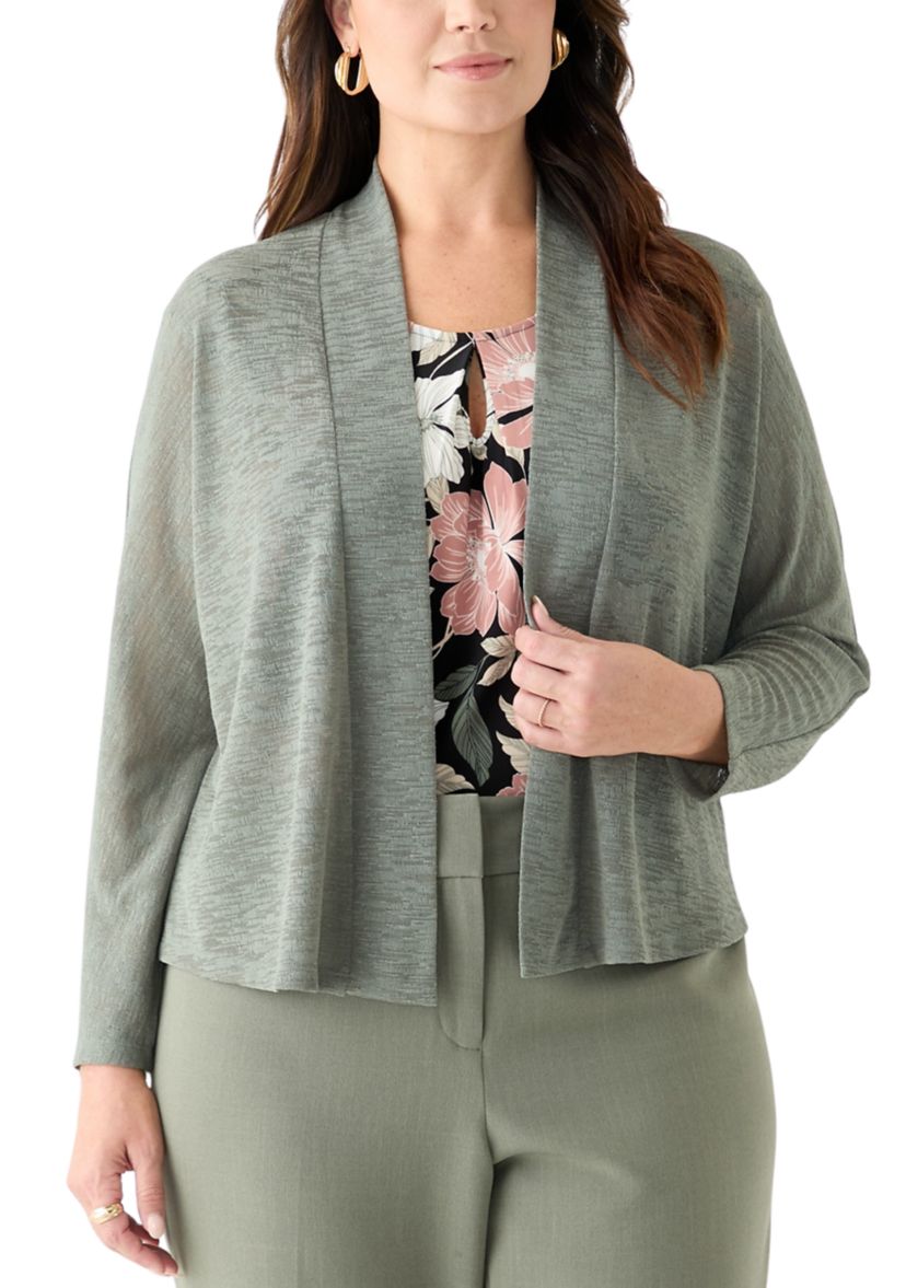 Plus Size Onion Skin Dolman Sleeve Cardigan 