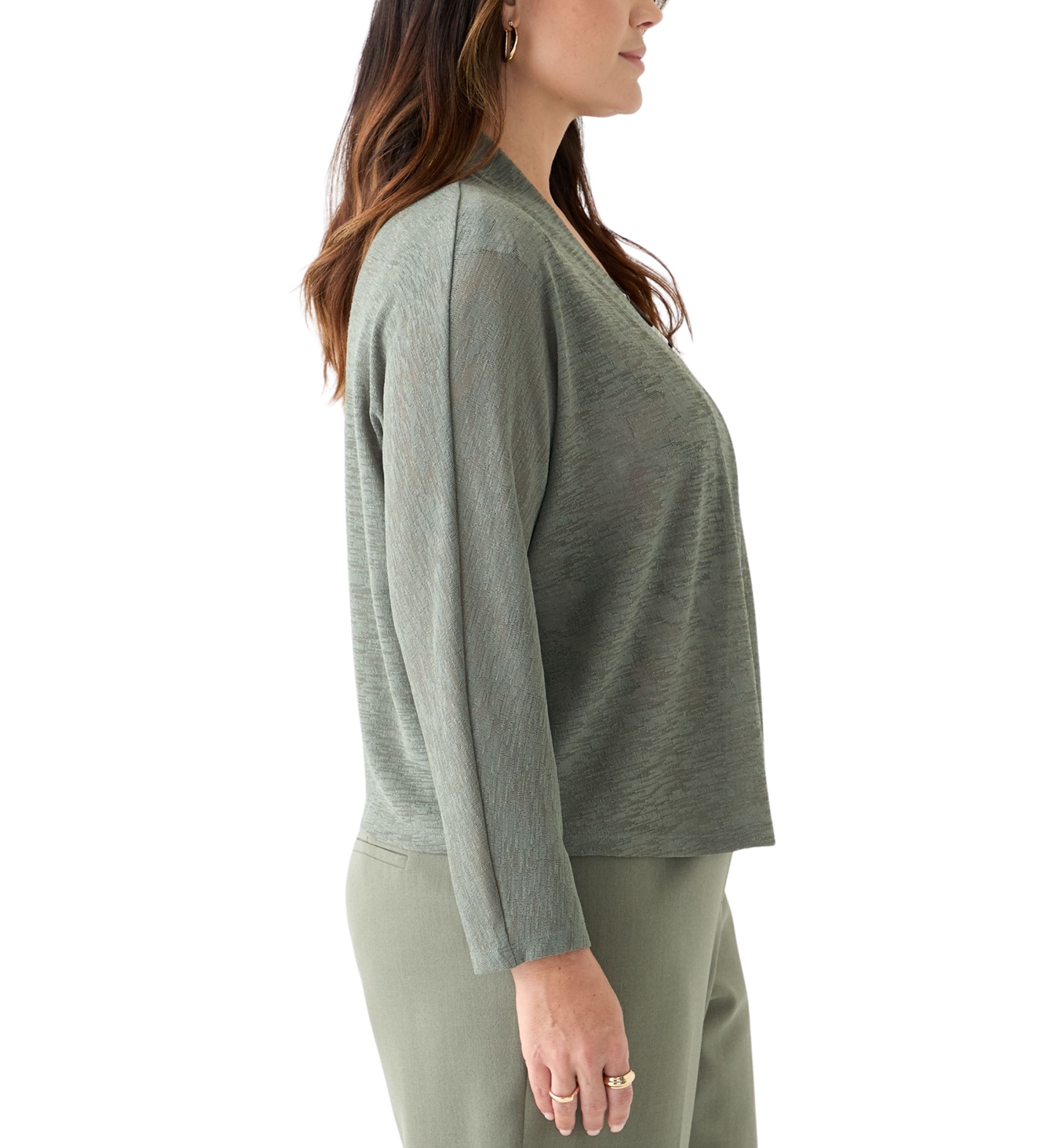 Plus Size Onion Skin Dolman Sleeve Cardigan 