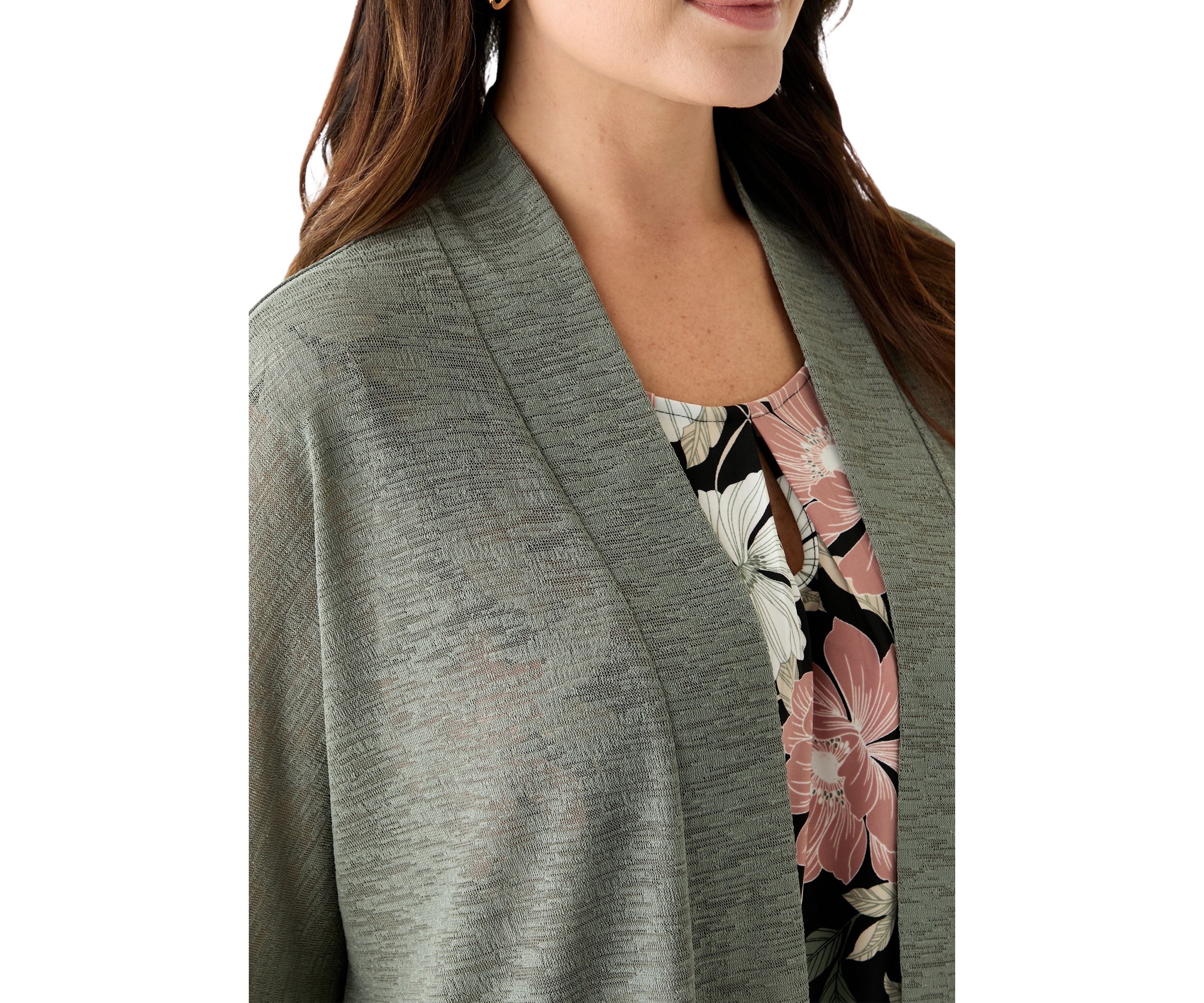 Plus Size Onion Skin Dolman Sleeve Cardigan 