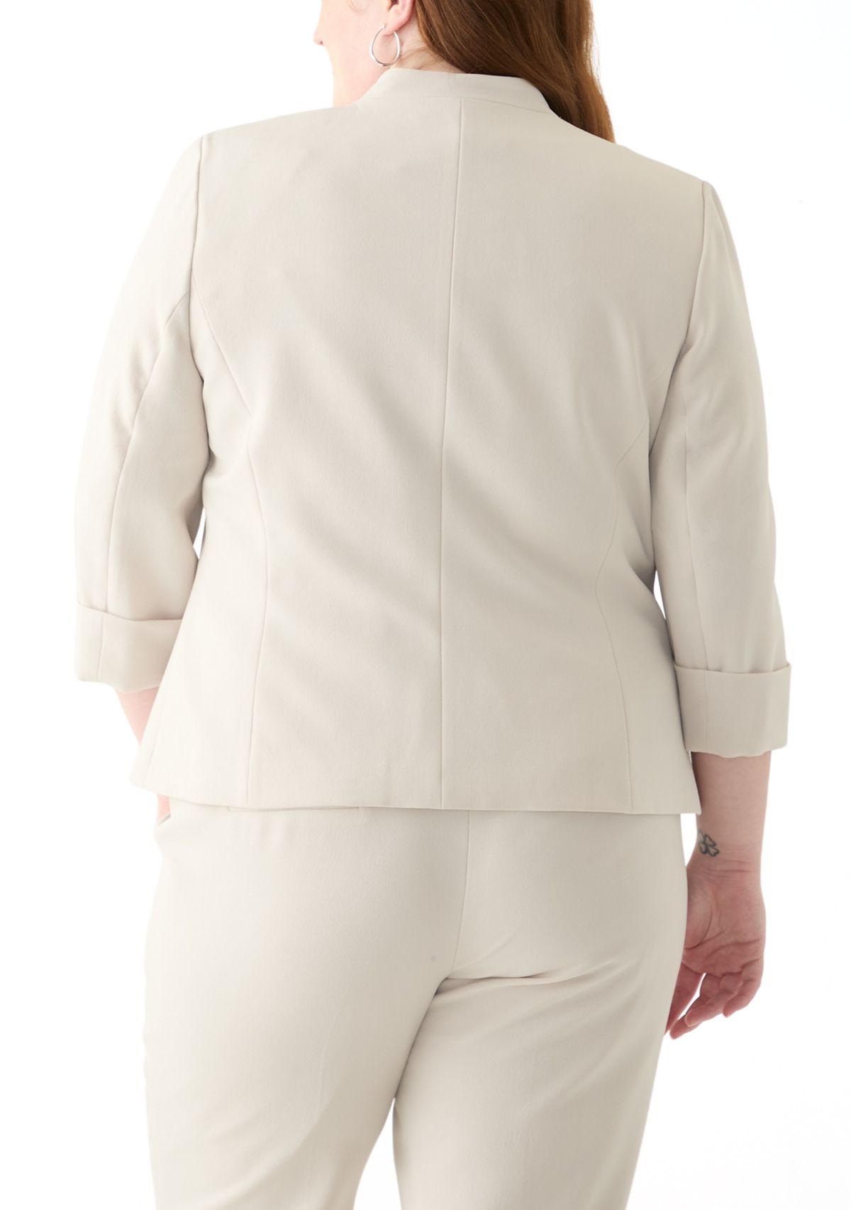 Plus Size One Button Panel Seamed Blazer