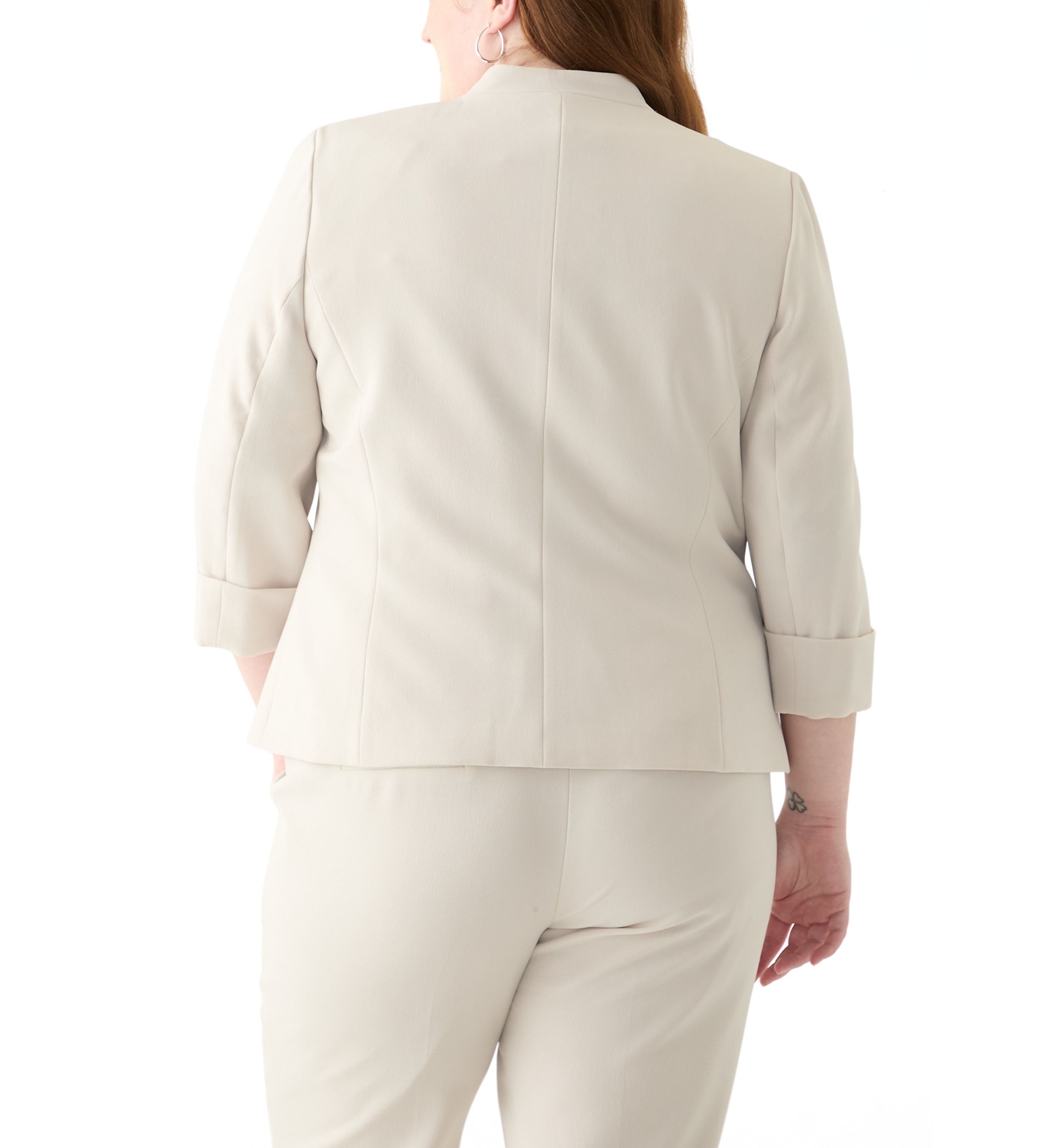 Plus Size One Button Panel Seamed Blazer