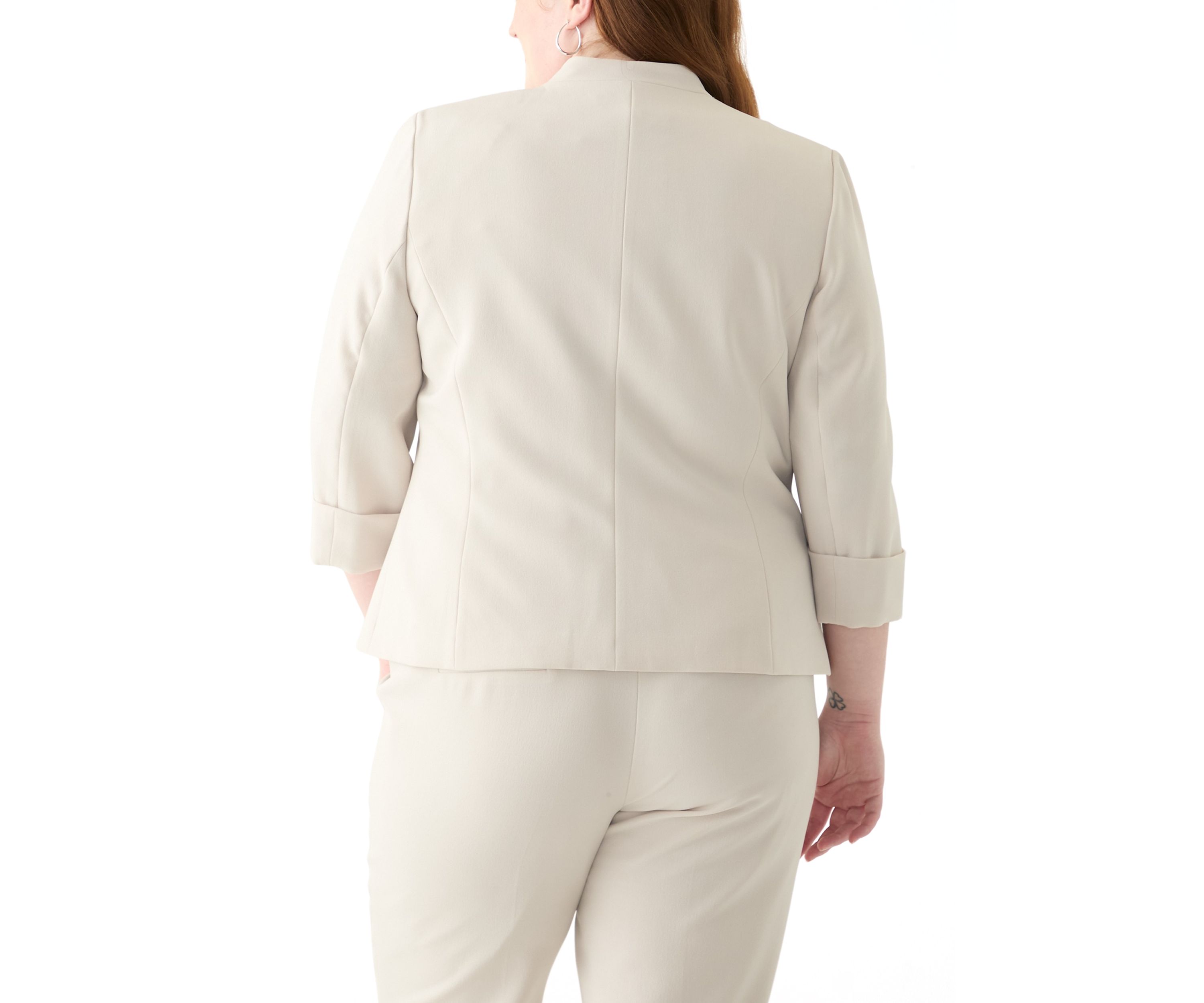 Plus Size One Button Panel Seamed Blazer