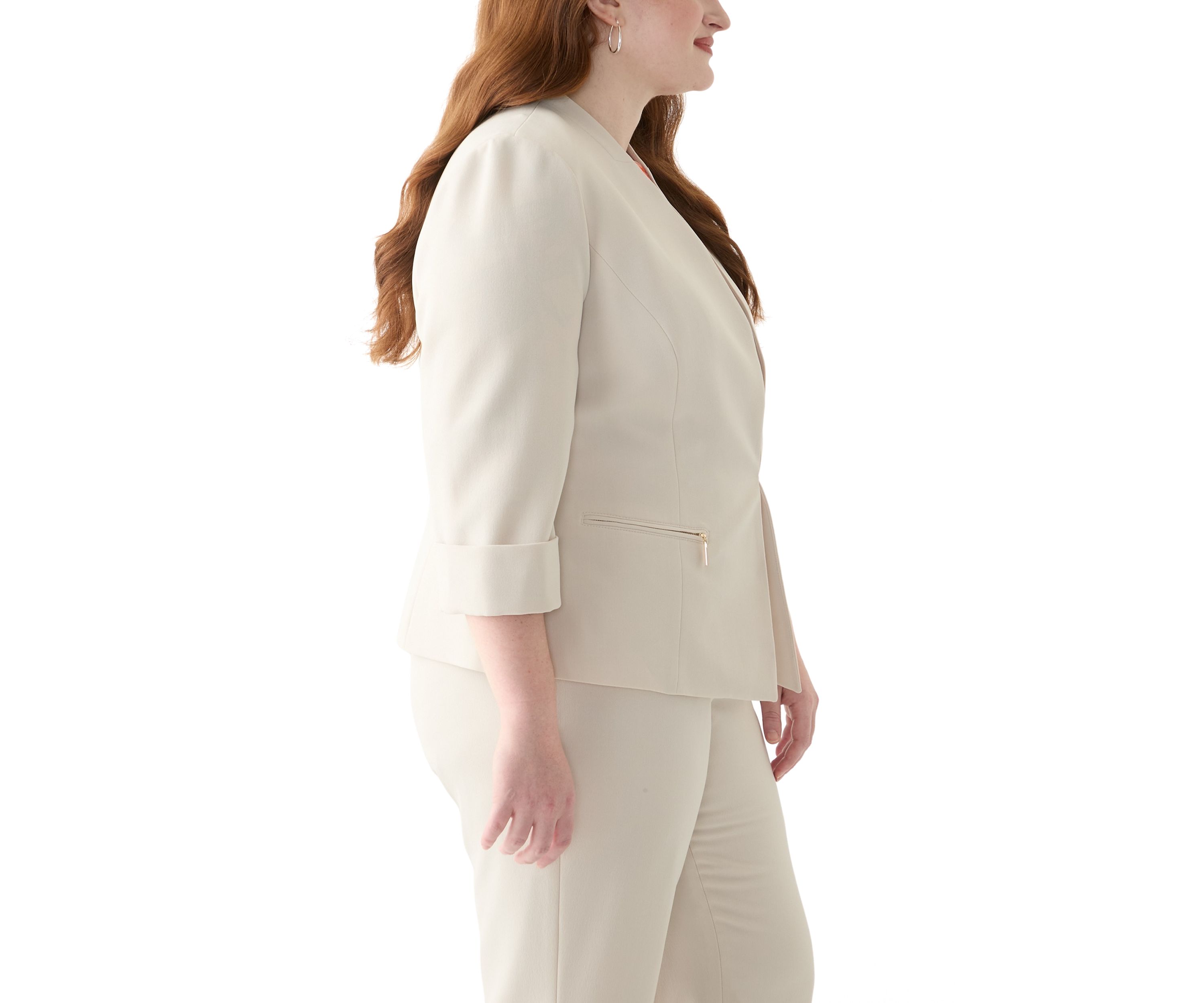 Plus Size One Button Panel Seamed Blazer