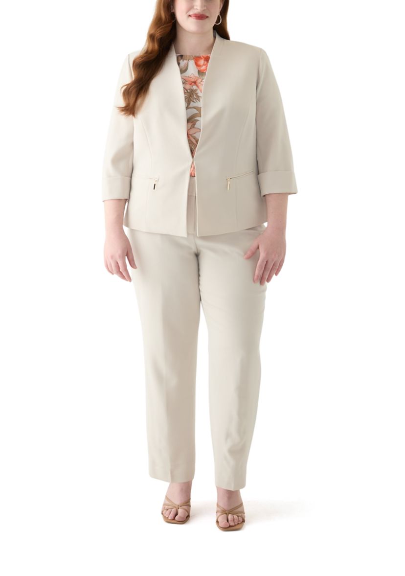 Plus Size One Button Panel Seamed Blazer