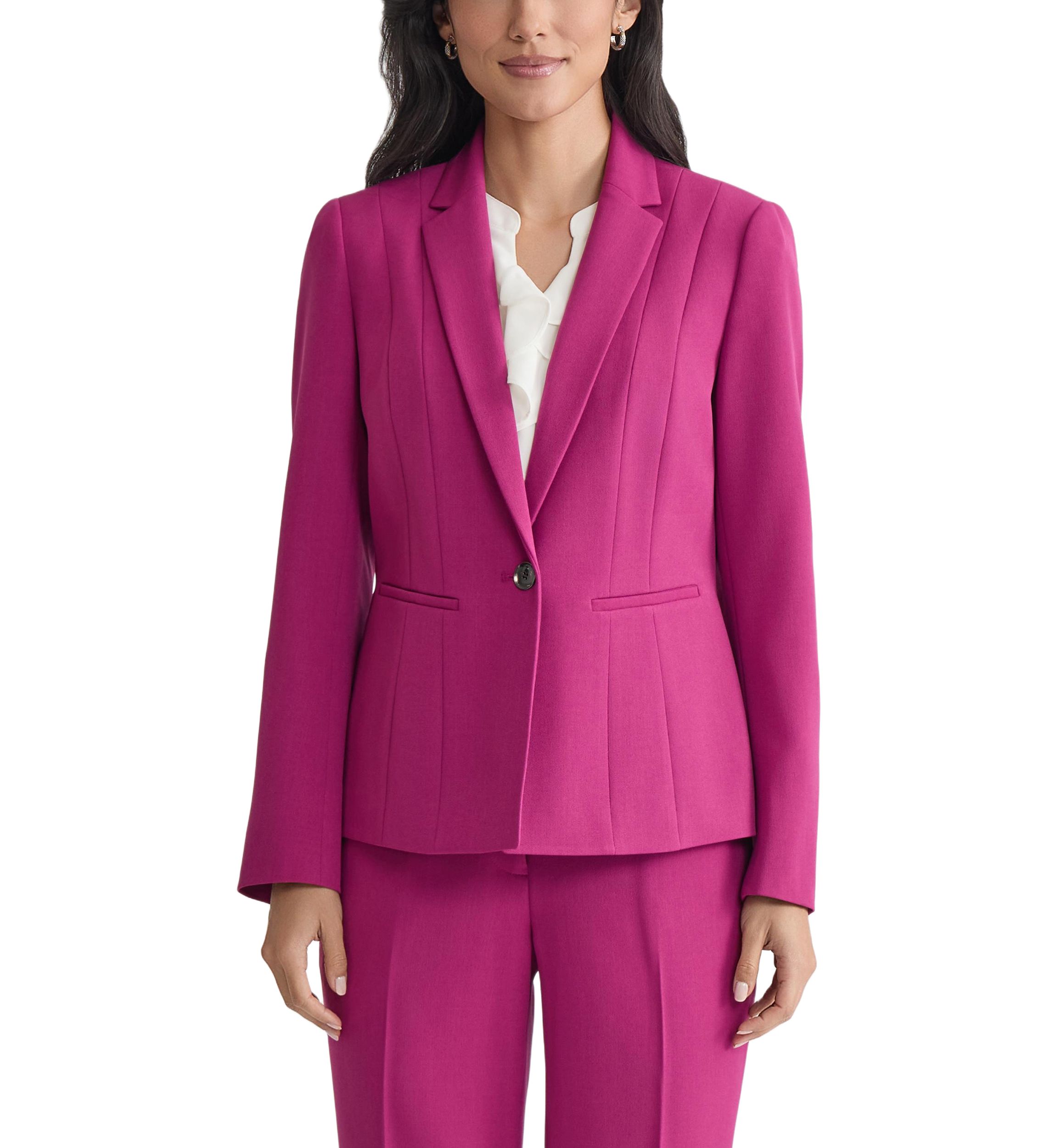 Womens One Button Panel Seamed Blazer