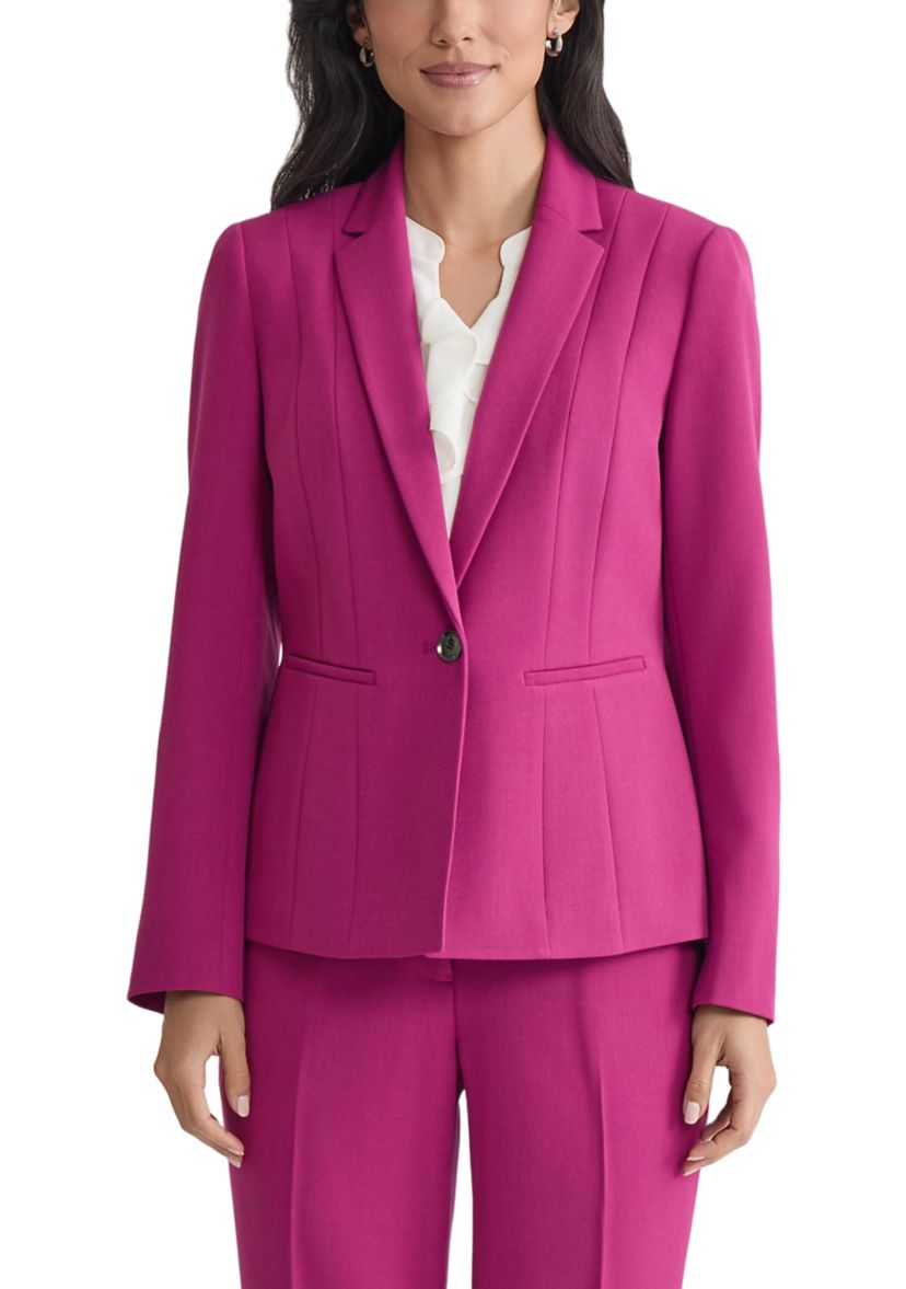 Womens One Button Panel Seamed Blazer