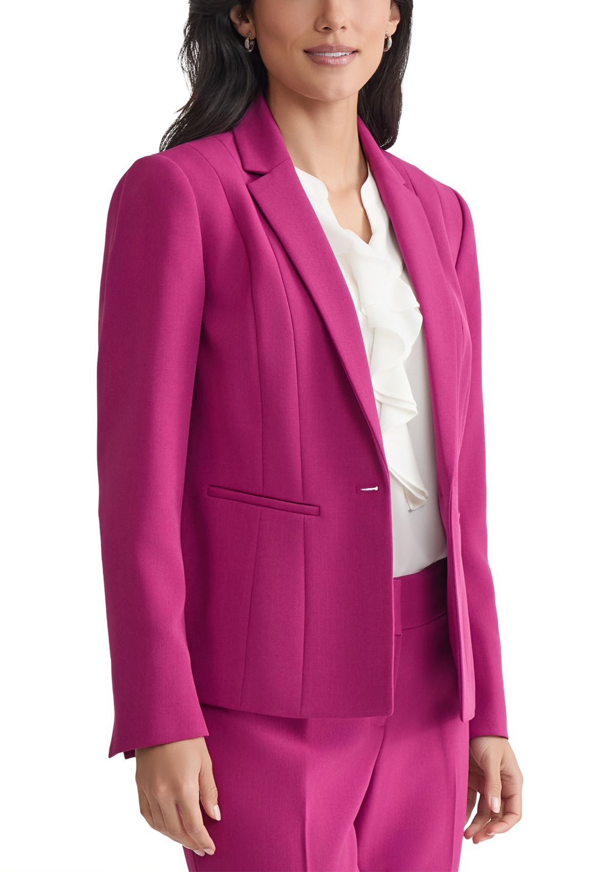 Womens One Button Panel Seamed Blazer